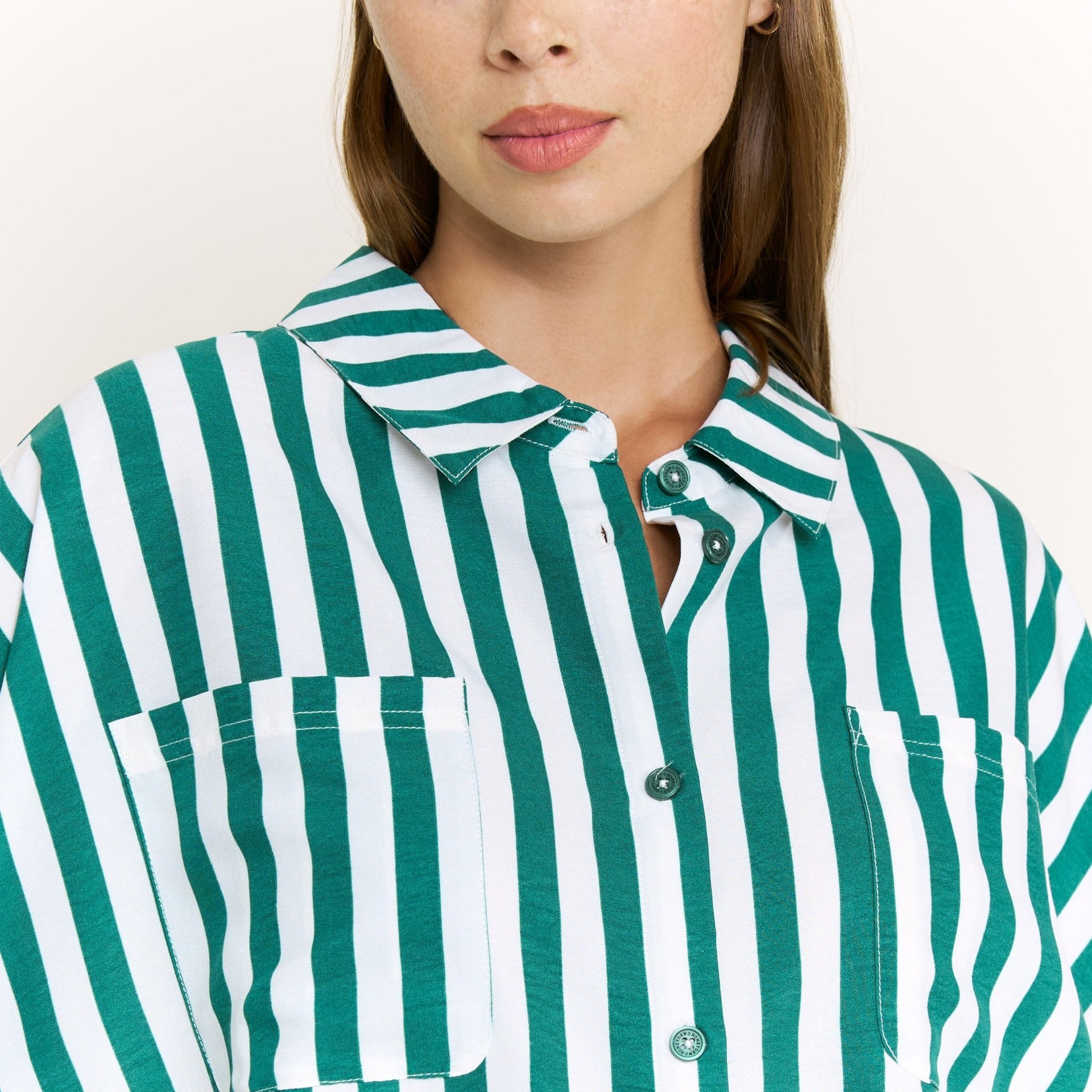 Brunch Date Long Sleeve Shortie PJ Set in Mistletoe Stripe - Sleepwear & Loungewear -