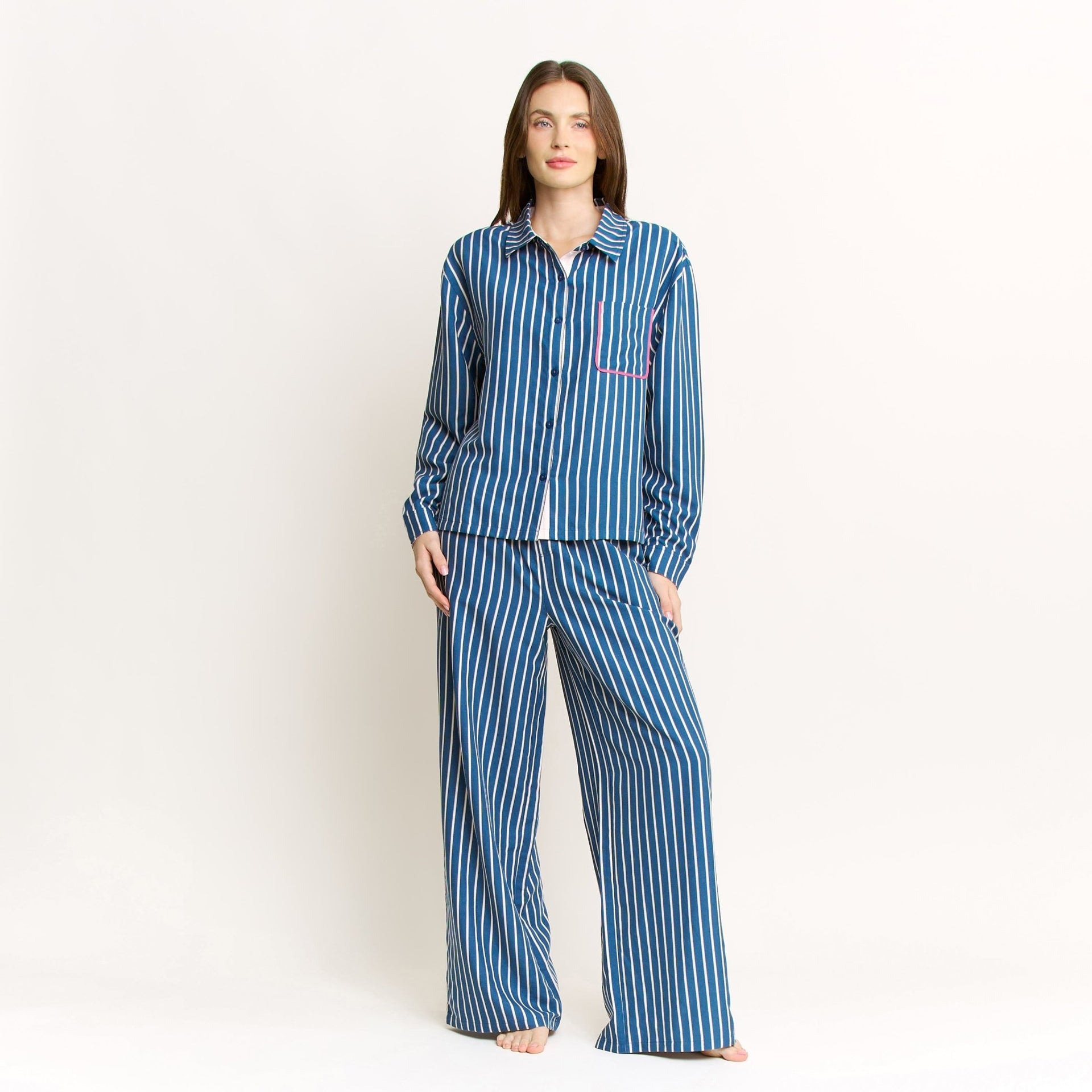 Brunch Date Pant in Pacific Stripe - Honeydew - XS