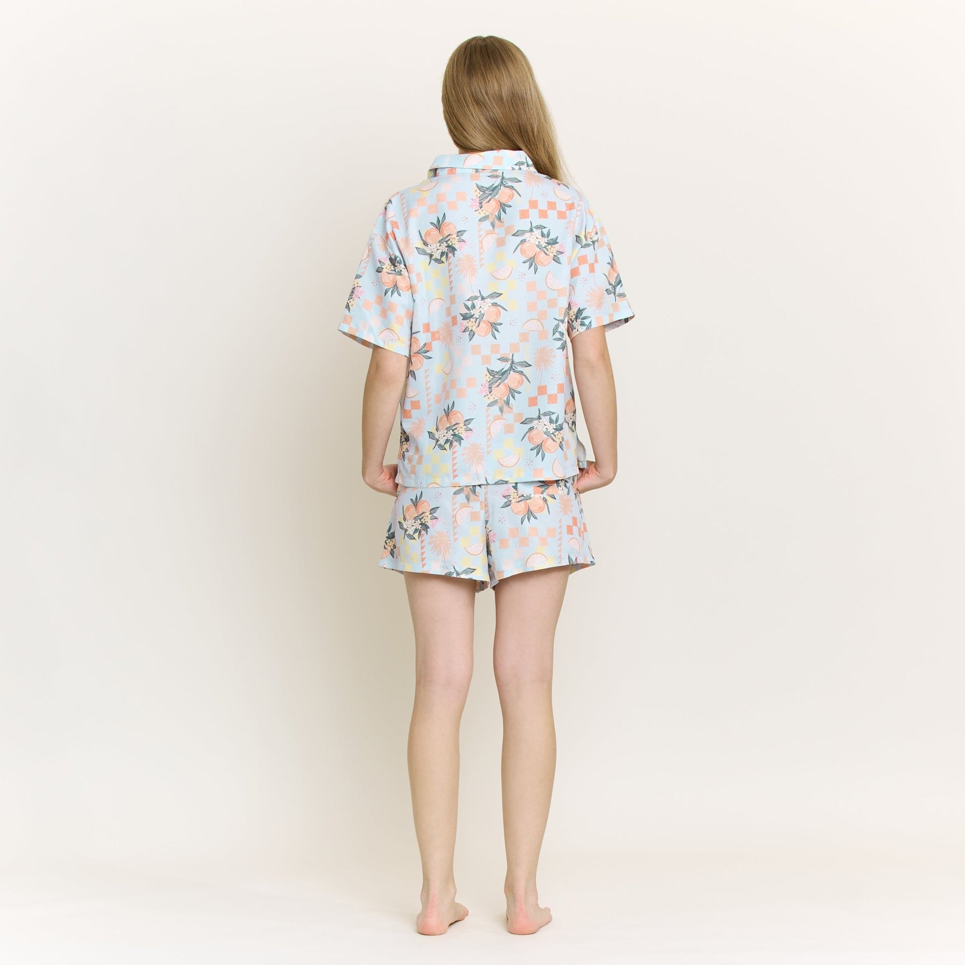 Brunch Date Shortie PJ Set in Citrus Check - -
