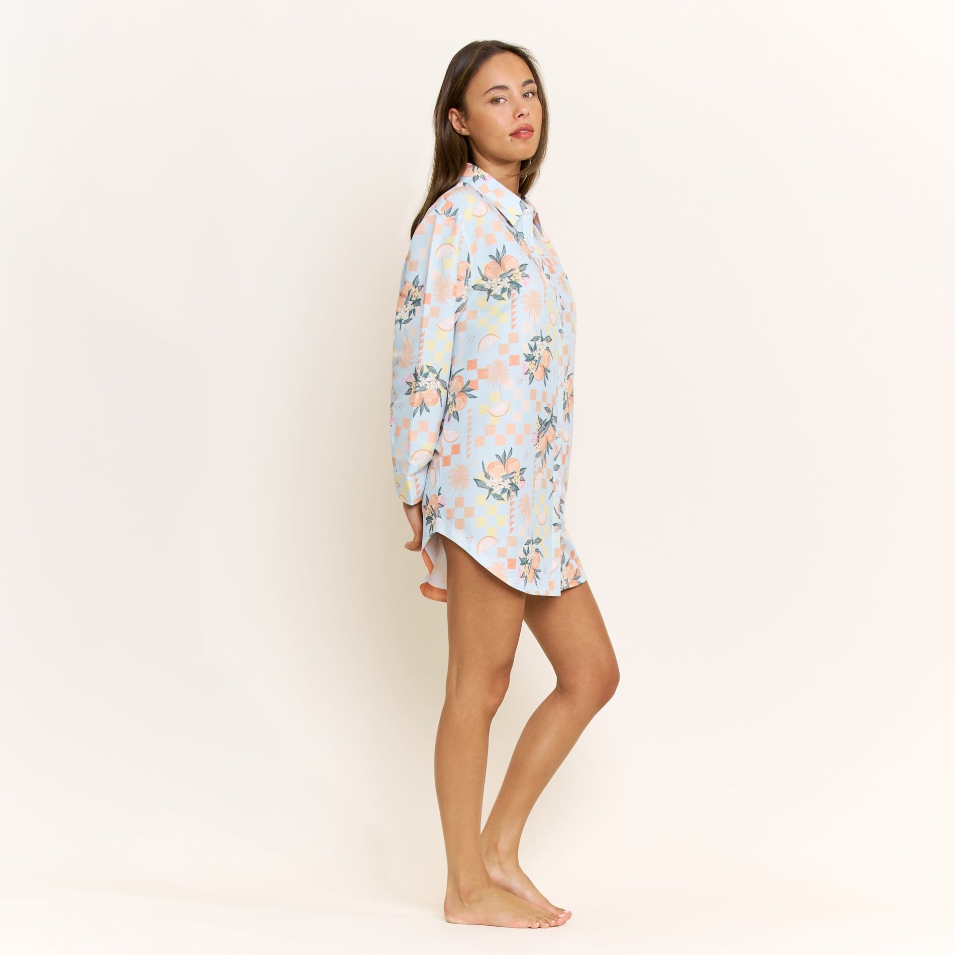 Brunch Date Sleepshirt in Citrus Check - -