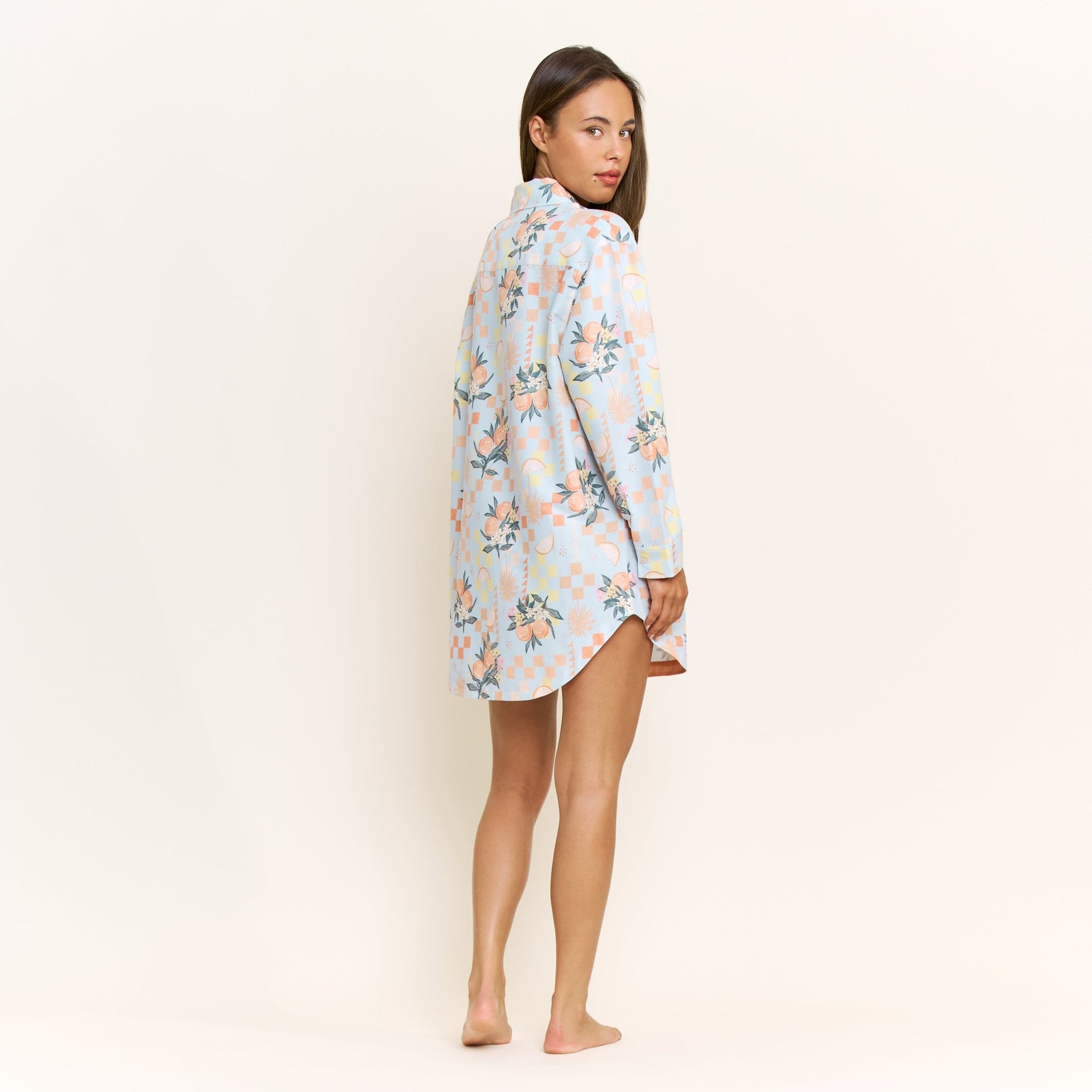 Brunch Date Sleepshirt in Citrus Check - -