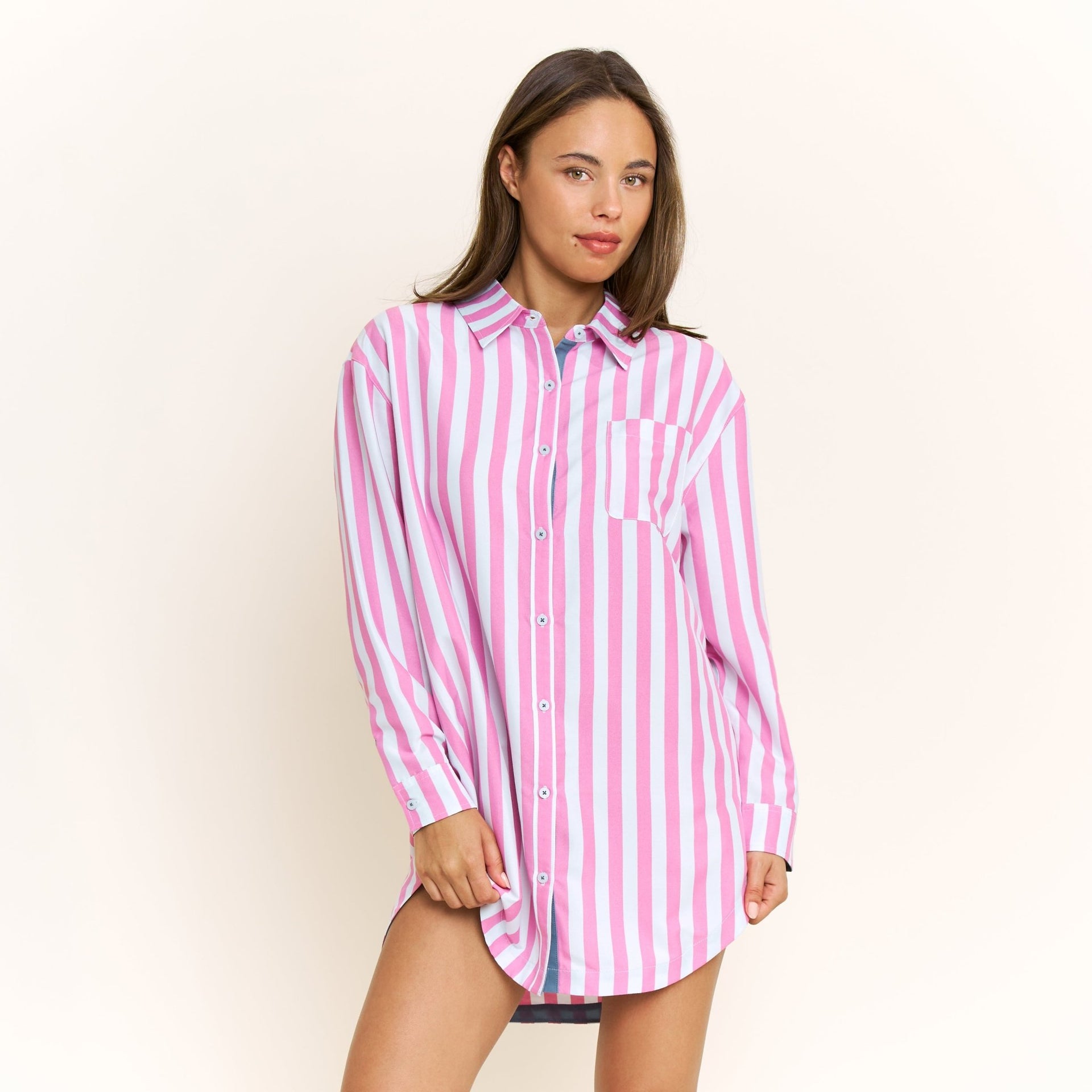 Brunch Date Sleepshirt in Drift Stripe - -