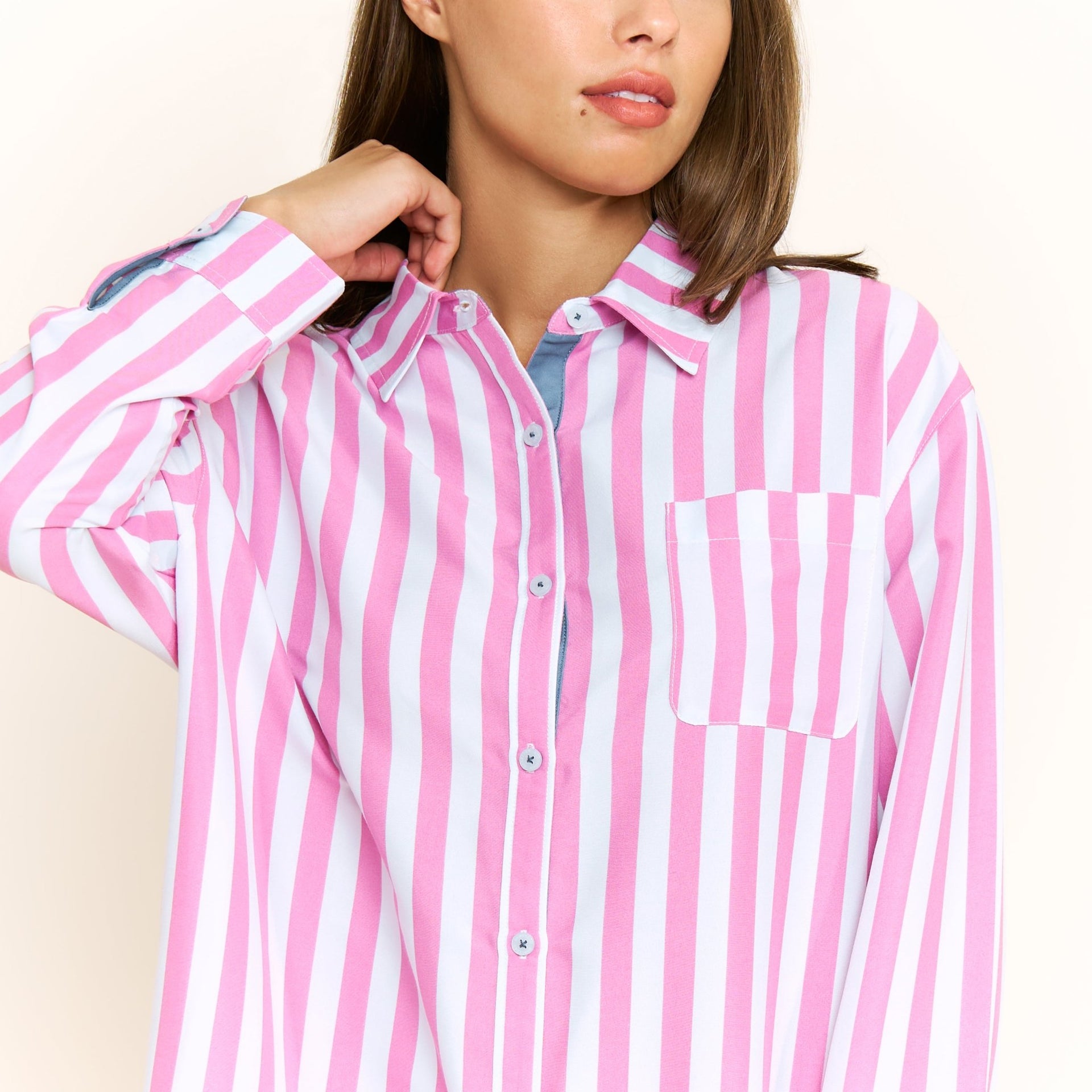 Brunch Date Sleepshirt in Drift Stripe - -