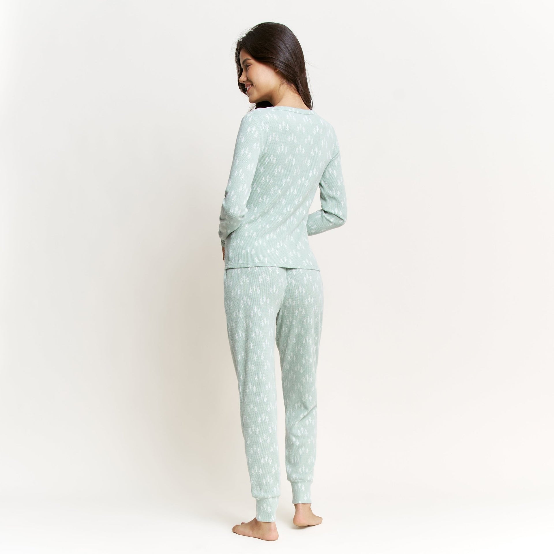 Cabin Comfort Long Set in Ice Mint Trees - -