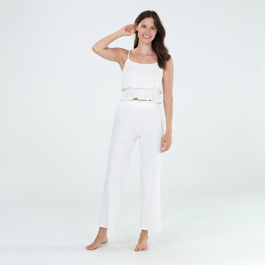 Clear Skies Cami Pant Set In White - Sleepwear & Loungewear - X-Large