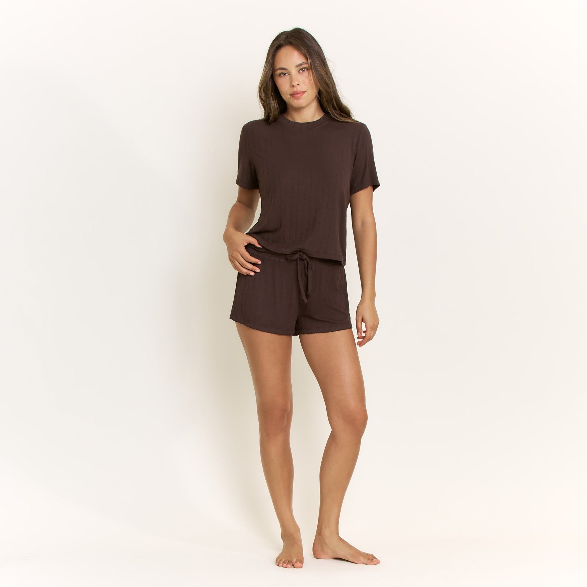 Cloud Modal Short in Chocolate - Honeydew - XS