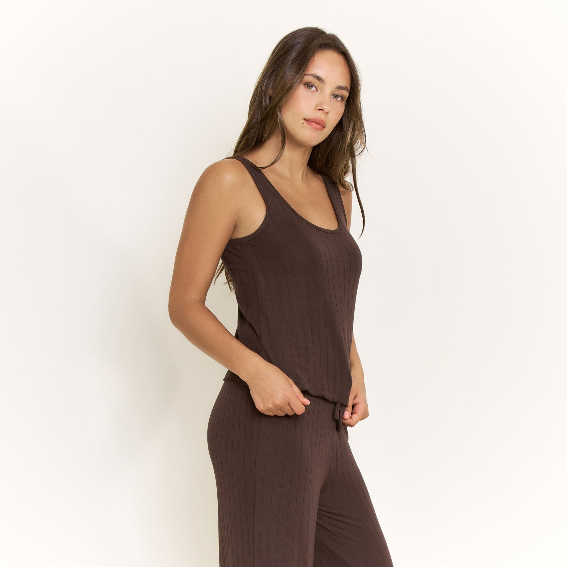 Cloud Modal Tank in Chocolate - Honeydew - XS