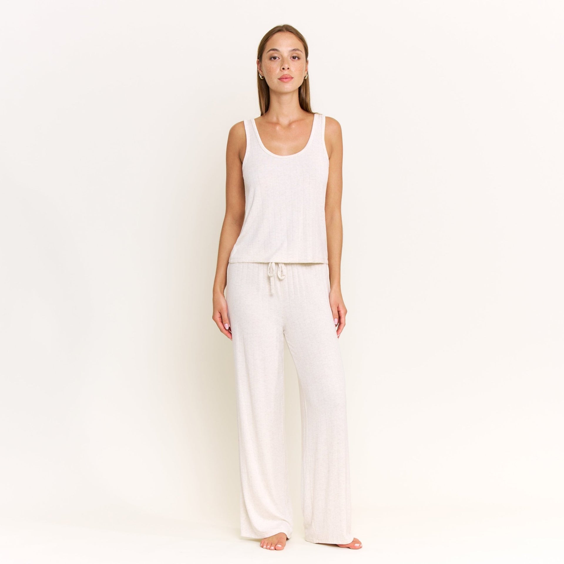 Cloud Modal Tank in Heather Oatmeal - -