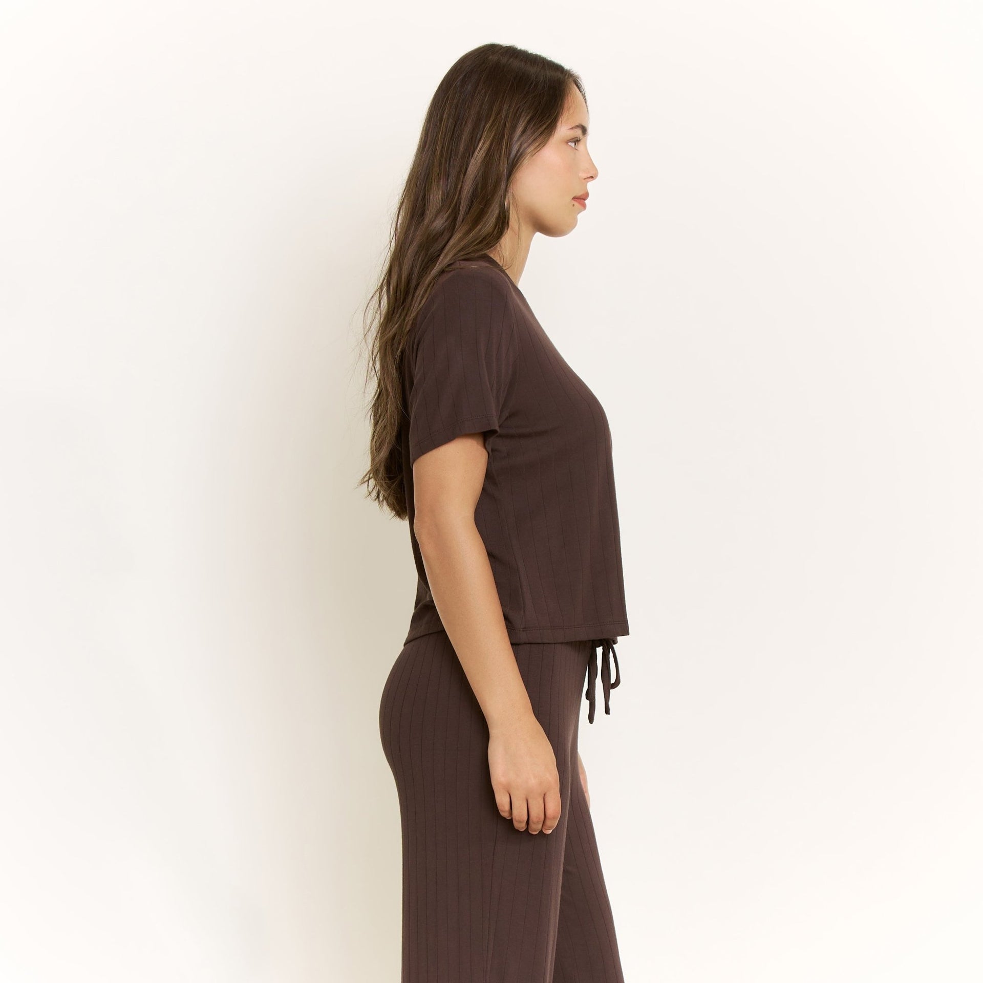 Cloud Modal Tee in Chocolate - Honeydew - XS