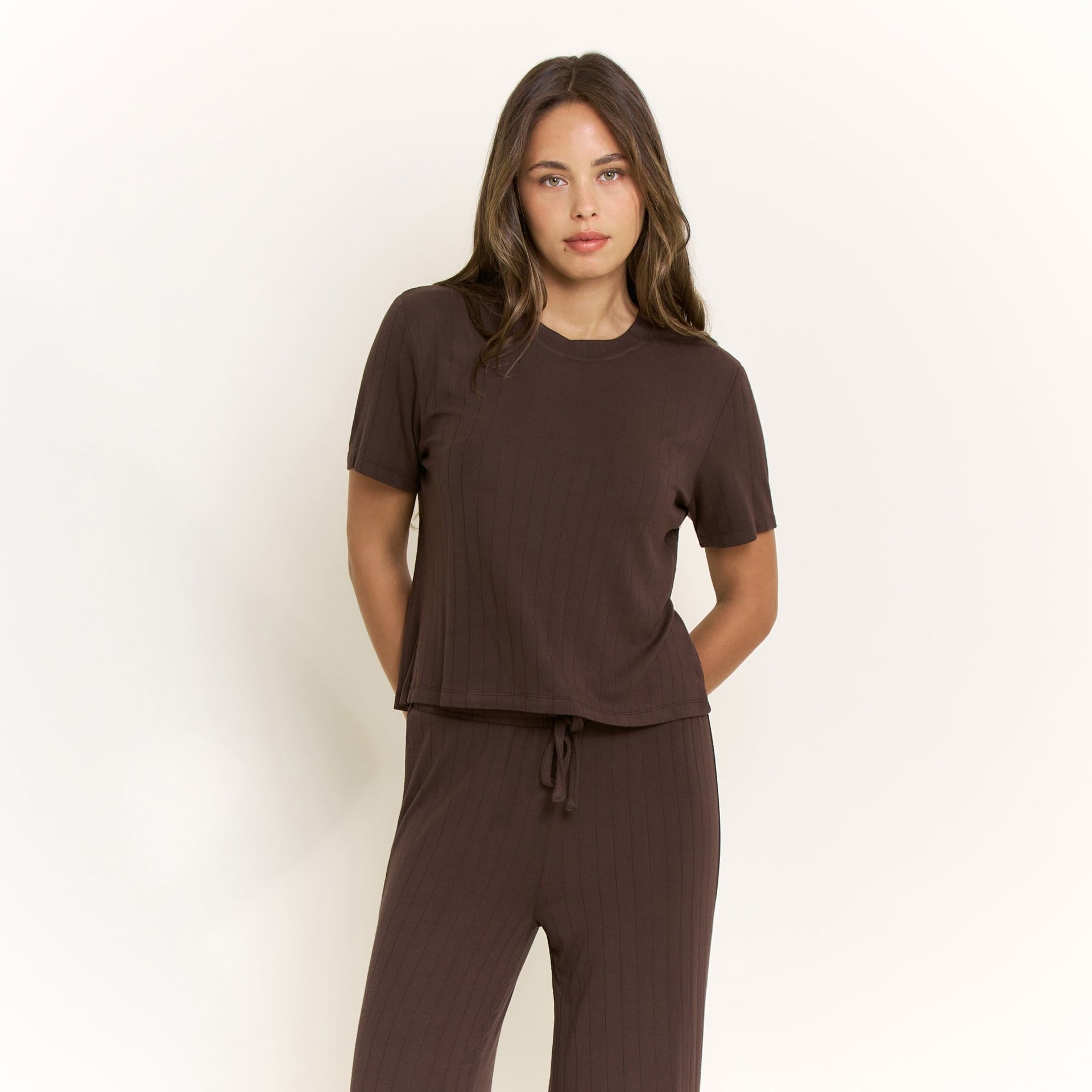 Cloud Modal Tee in Chocolate - Honeydew - XS