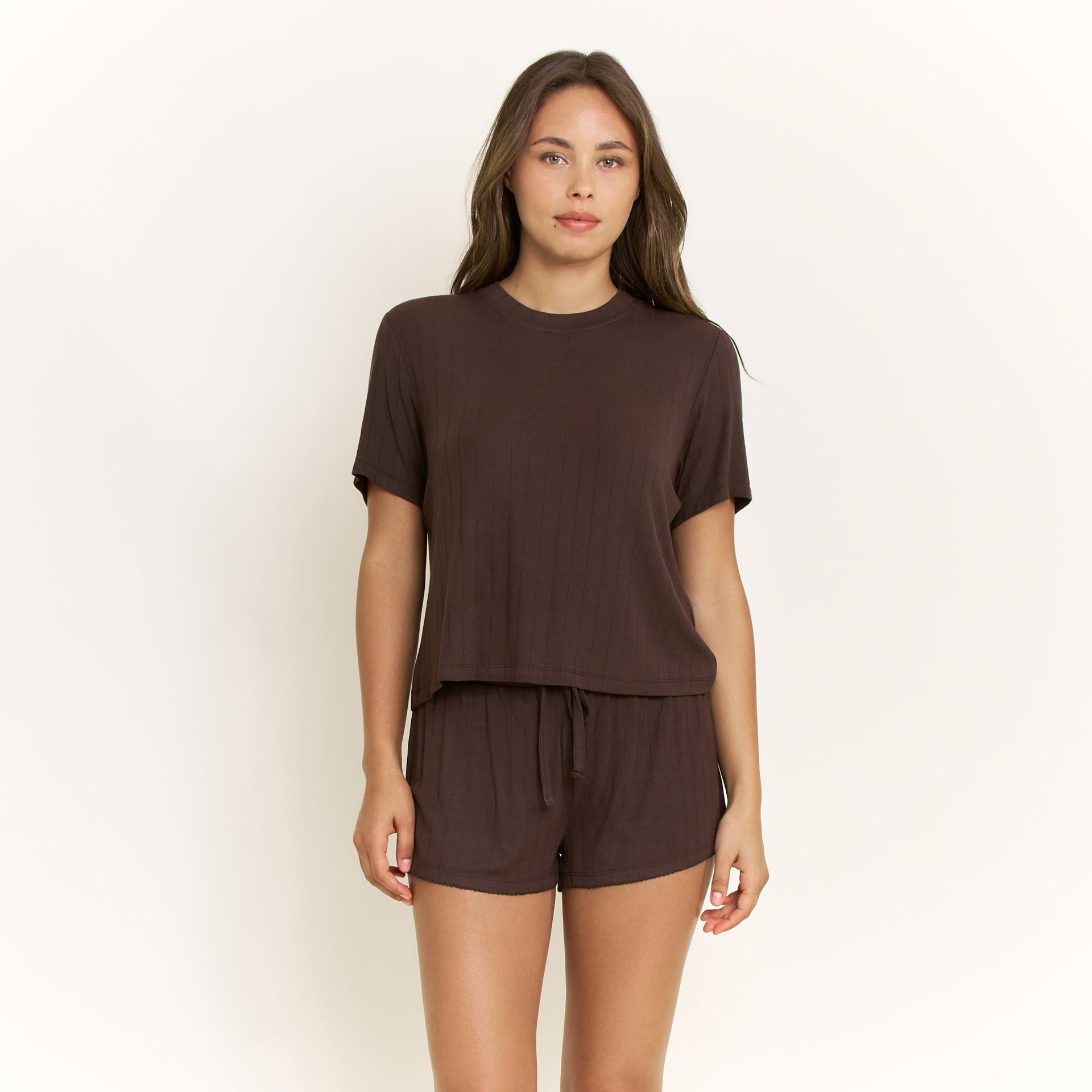 Cloud Modal Tee in Chocolate - Honeydew - XS
