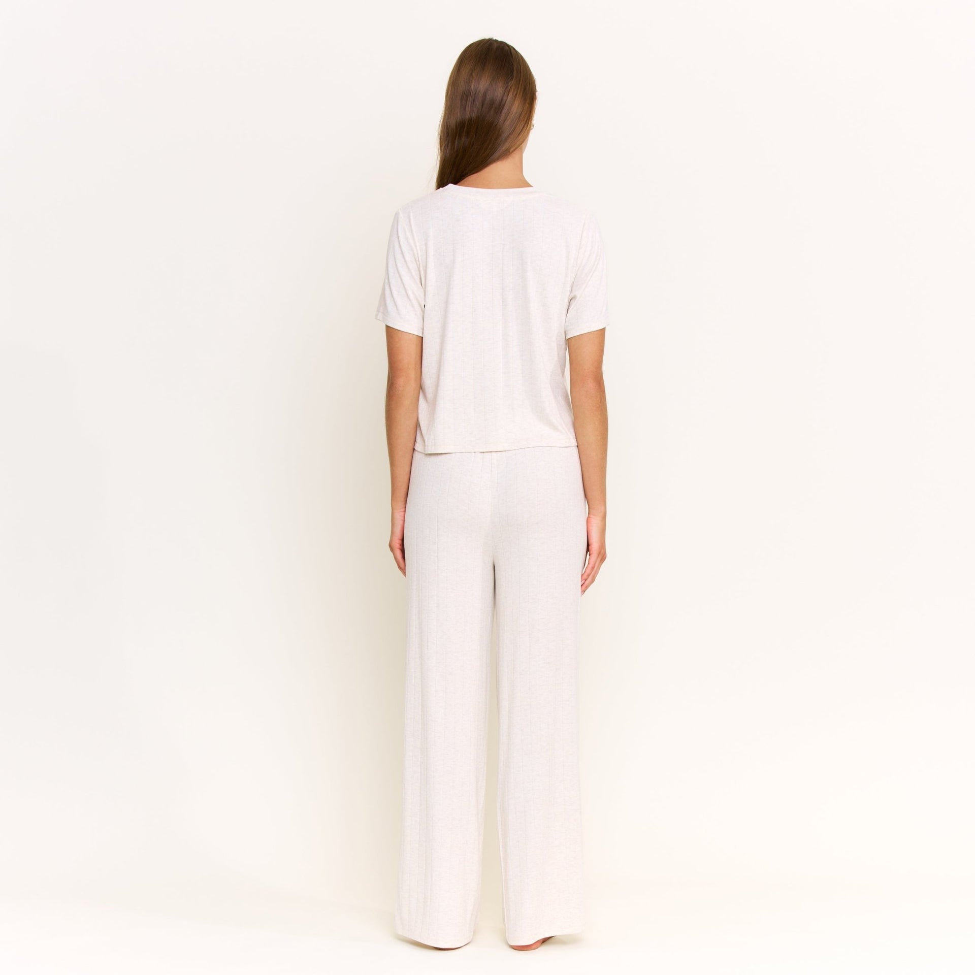 Cloud Modal Tee in Heather Oatmeal - -