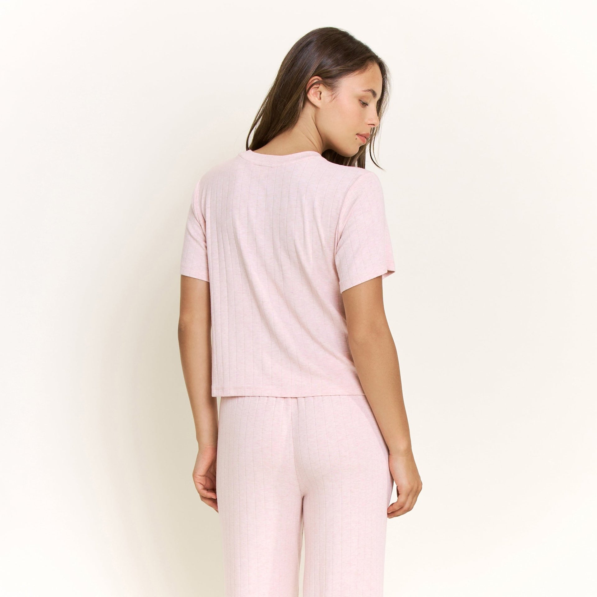 Cloud Modal Tee in Heather Rose Quartz - Honeydew - XS