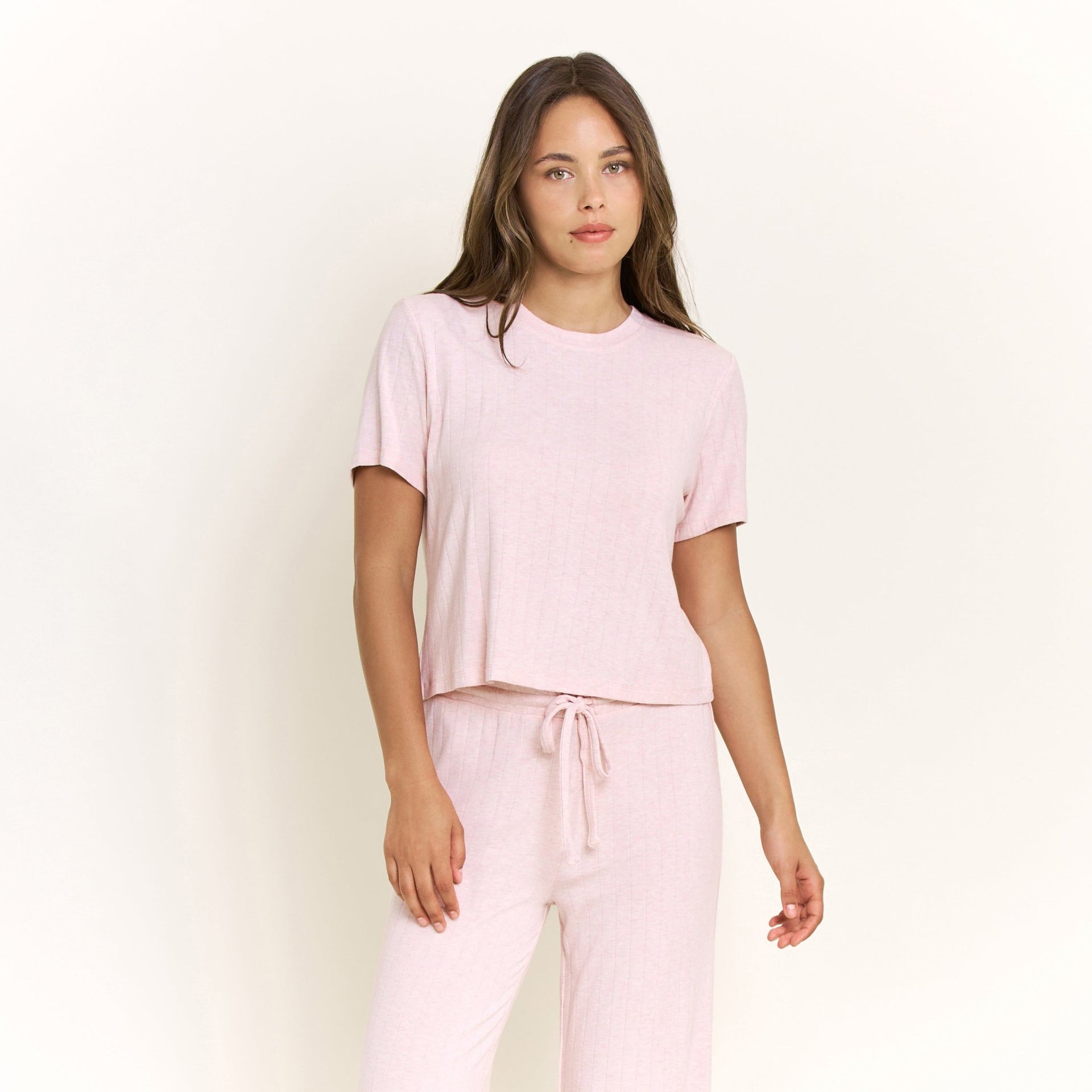 Cloud Modal Tee in Heather Rose Quartz - Honeydew - XS