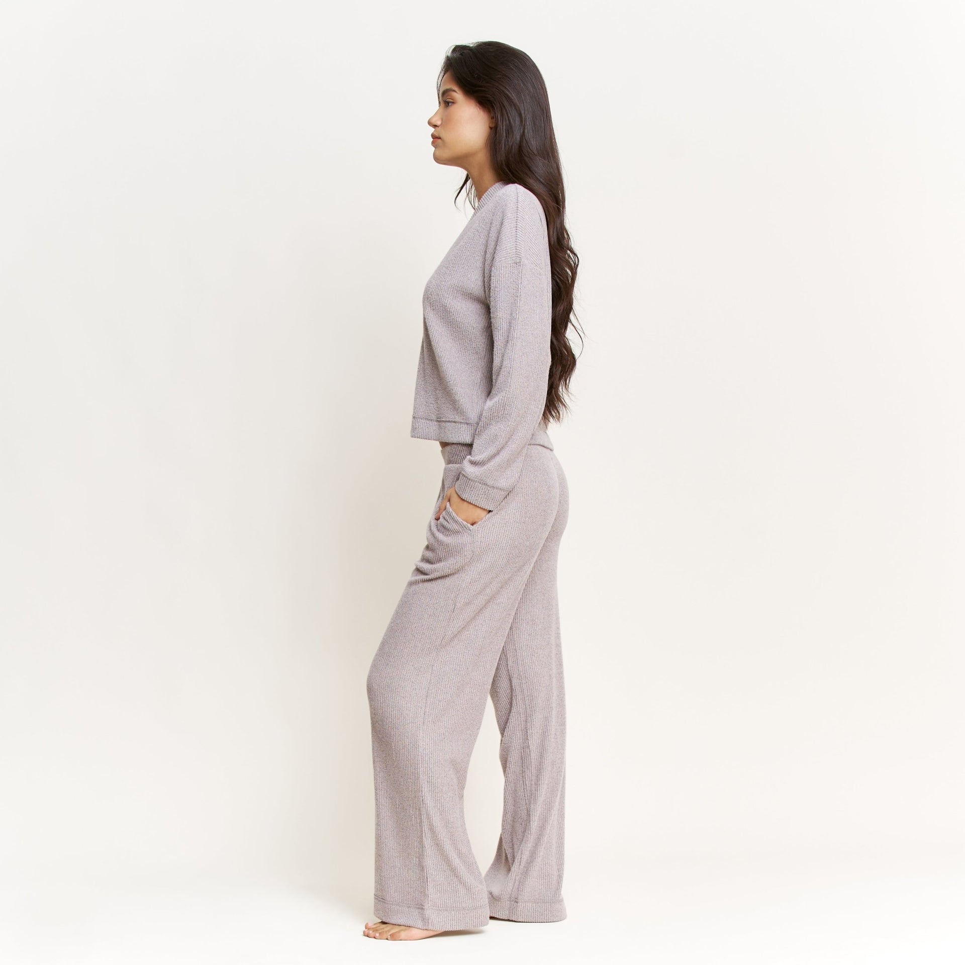 Cozy Up Long Cardigan Set in Heather Grey - -