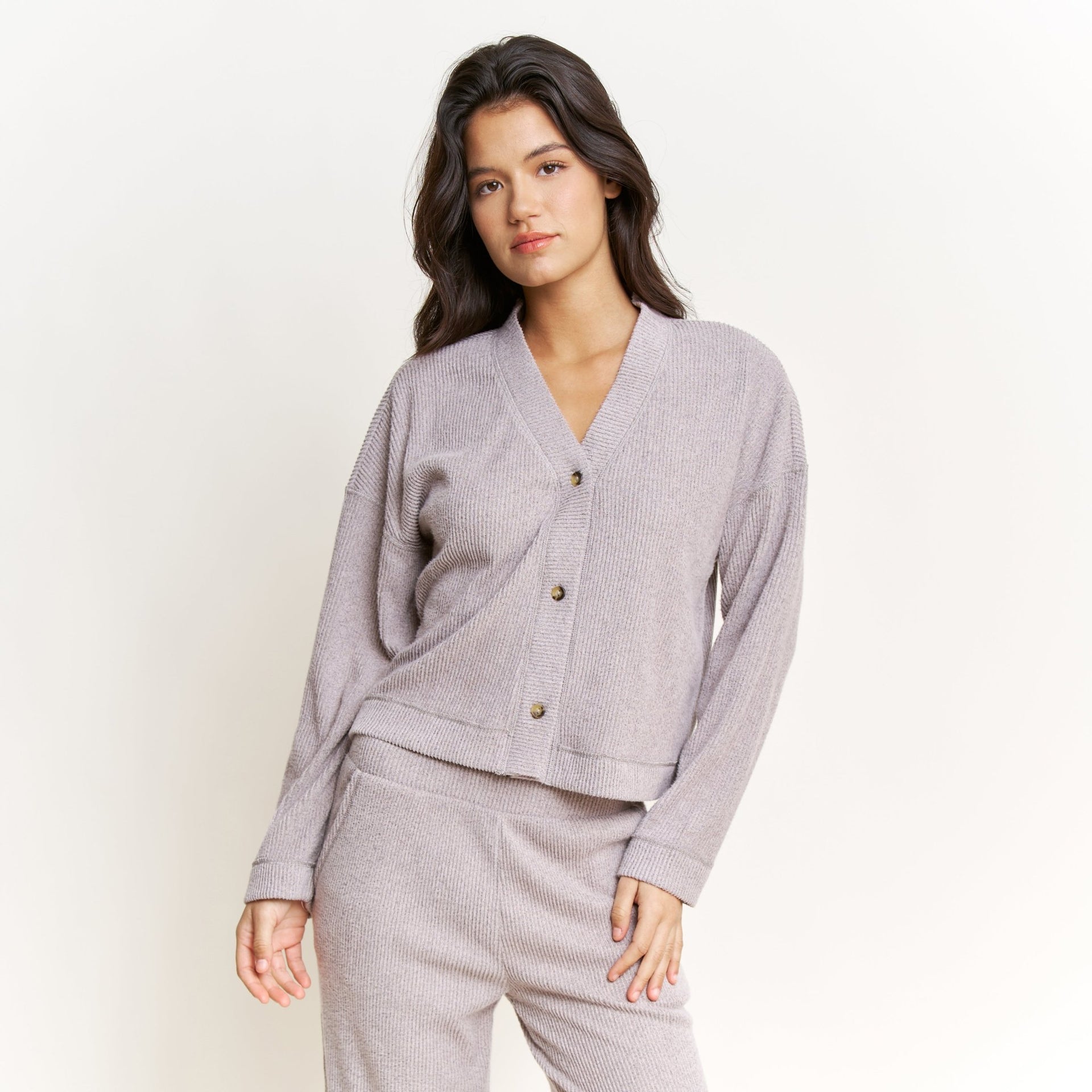 Cozy Up Long Cardigan Set in Heather Grey - -