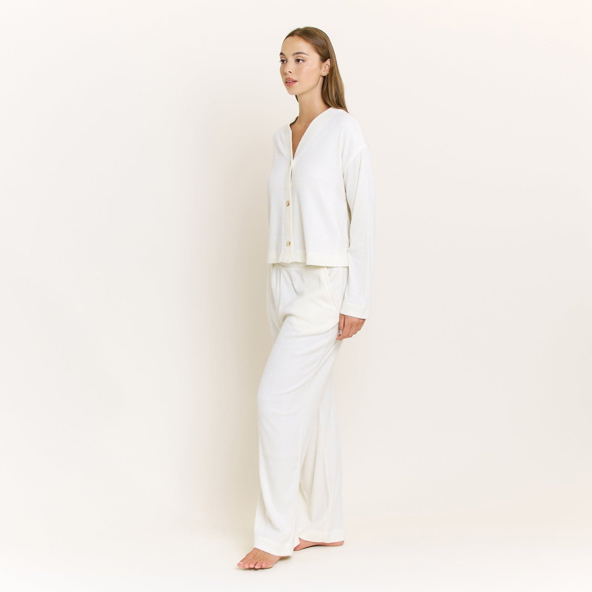 Cozy Up Long Cardigan Set in Marshmallow - -