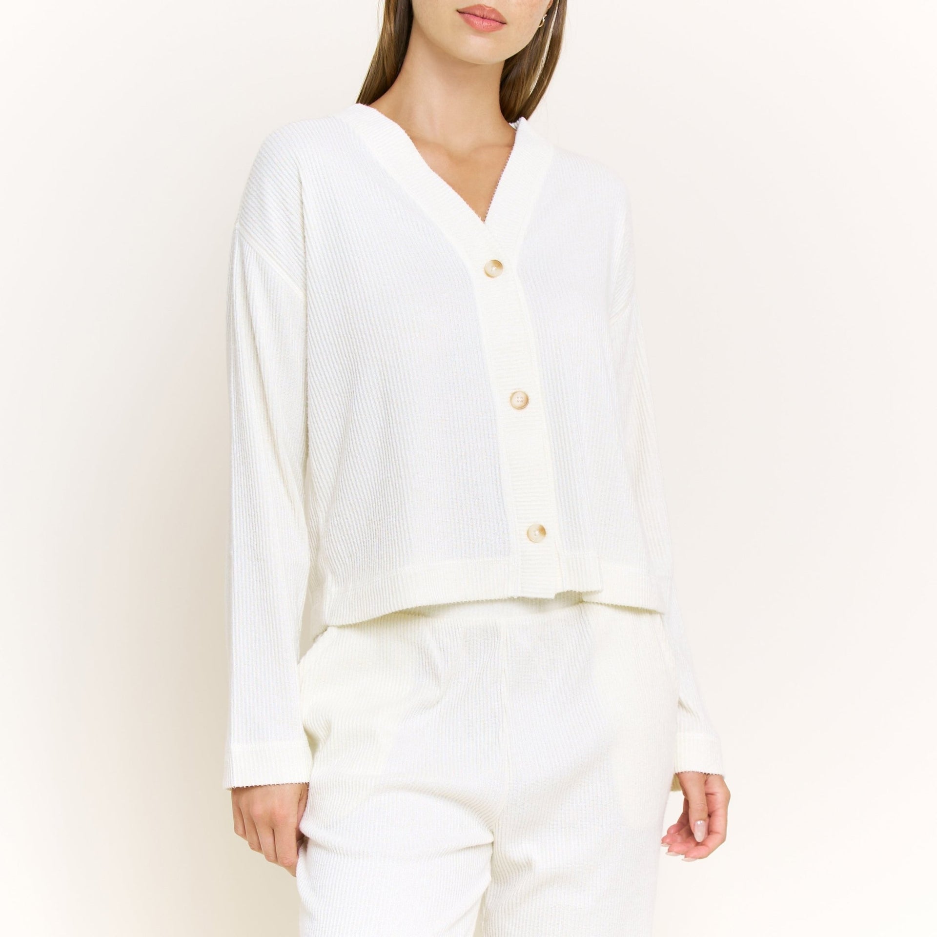 Cozy Up Long Cardigan Set in Marshmallow - -