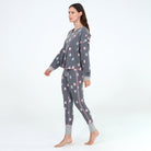 Cuddle Crew Rib Jersey PJ Set in Ash Mugs - Sleepshirt+Pants -