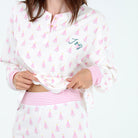 Cuddle Crew Rib Jersey PJ Set in Ivory Trees - Sleepshirt+Pants -