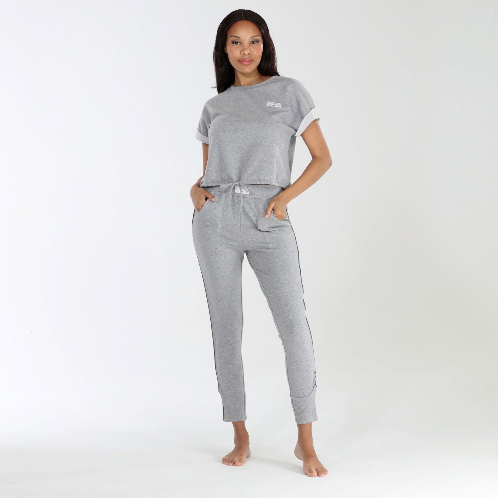 Day Trip Lounge Set In Heather Grey - Loungewear - X-Large