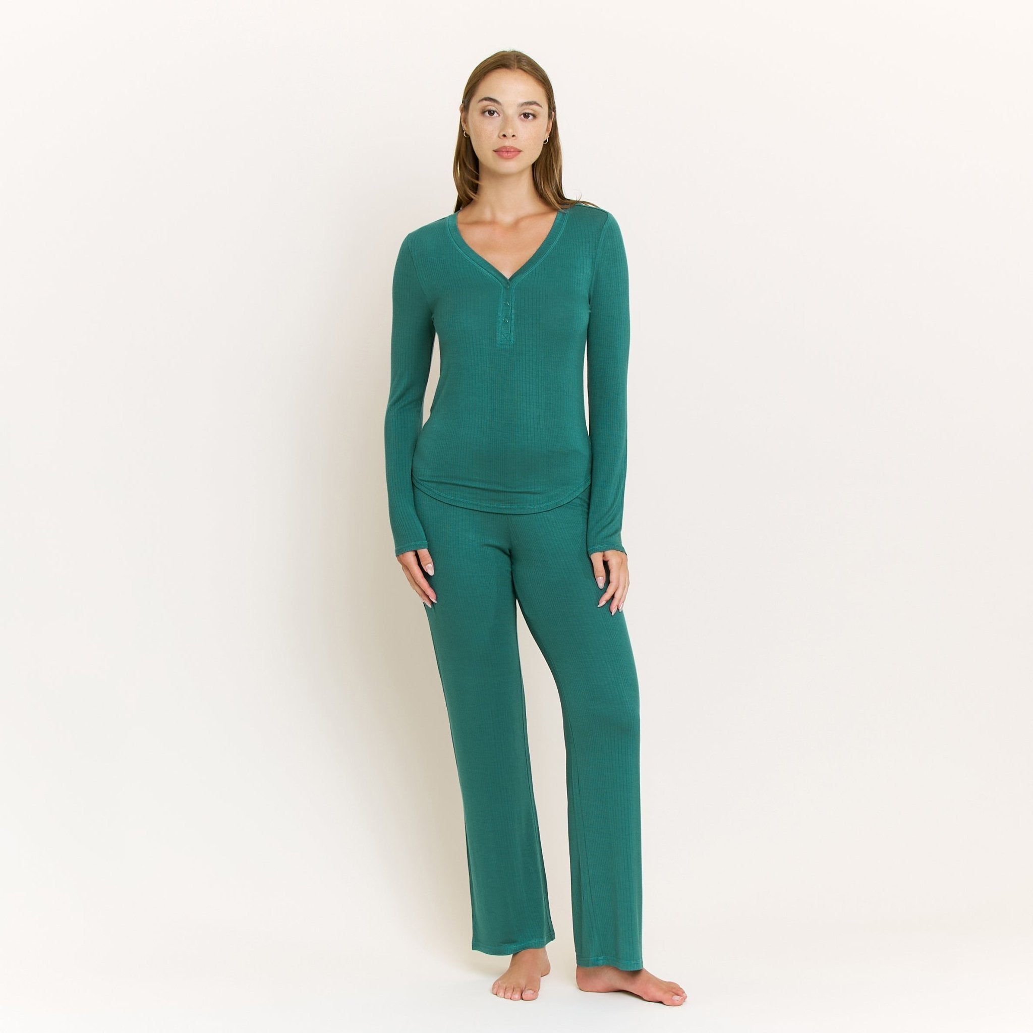 Dreamland Long Henley Set in Mistletoe - Sleepwear & Loungewear - XL