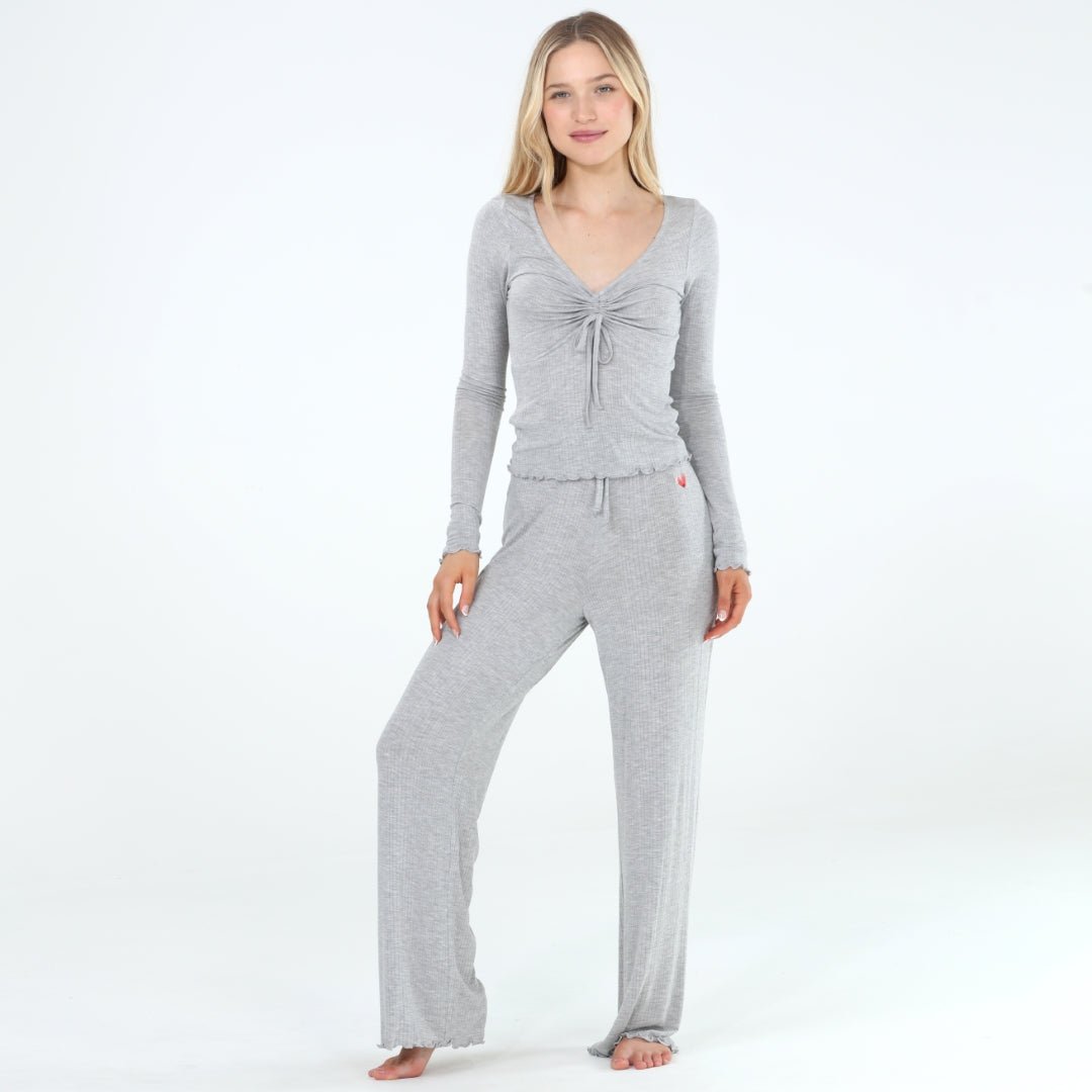 Dreamland Long Set in Heather Grey - Loungewear - X-Large