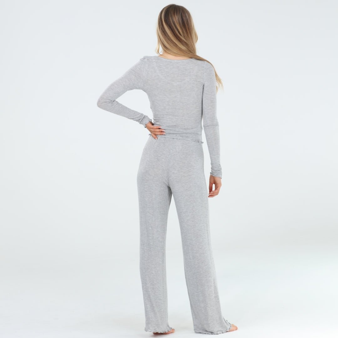 Dreamland Long Set in Heather Grey - Loungewear -