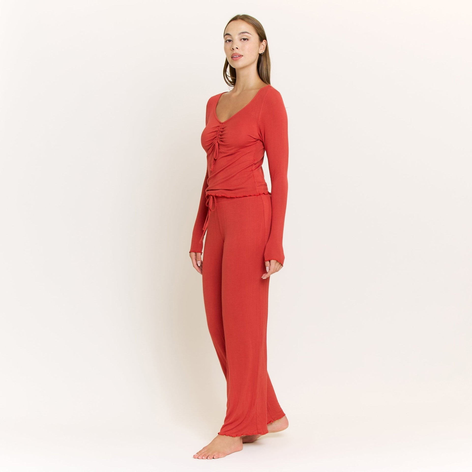 Dreamland Long Set in Santa - Loungewear -