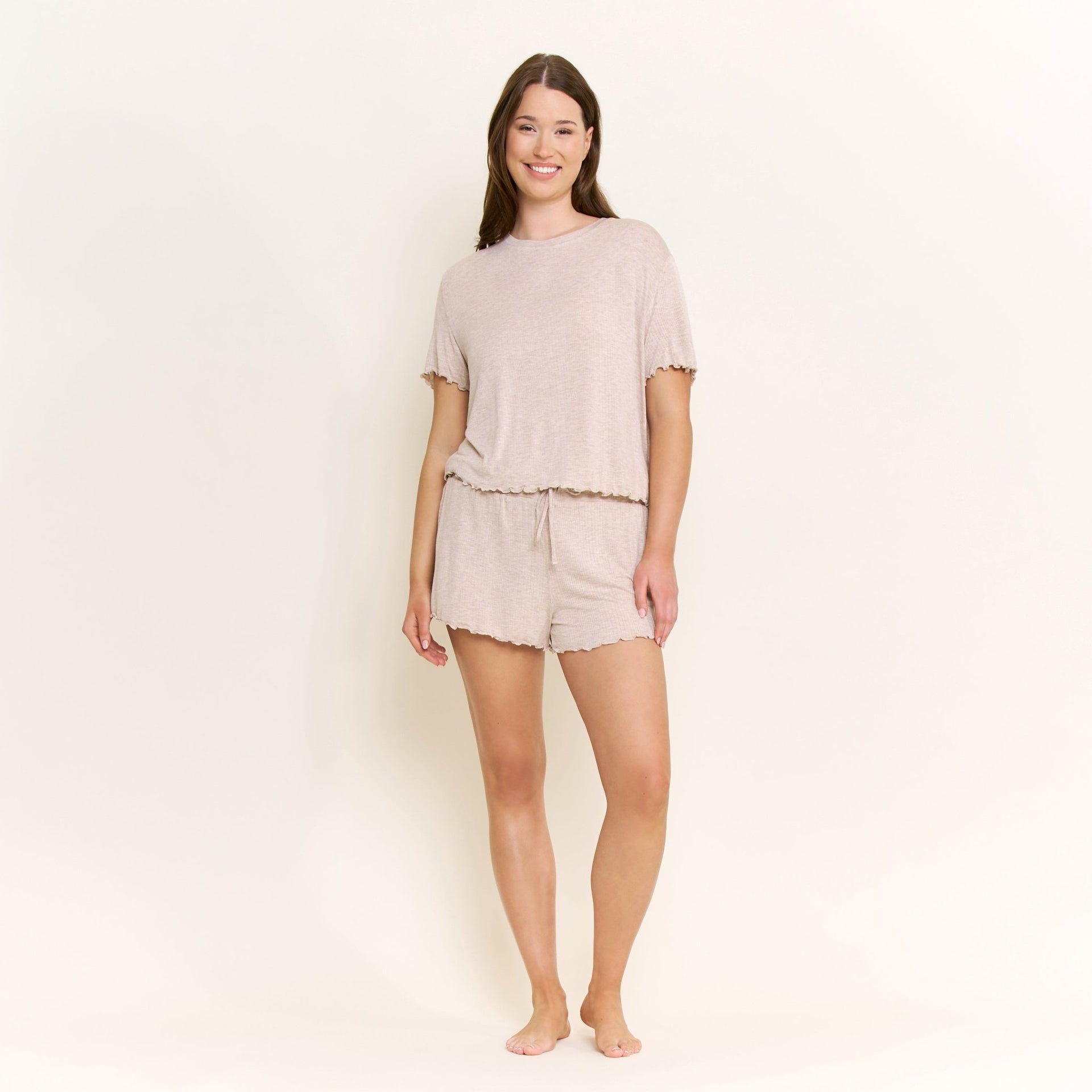 Dreamland Shortie Set in Oatmeal - Honeydew - XS