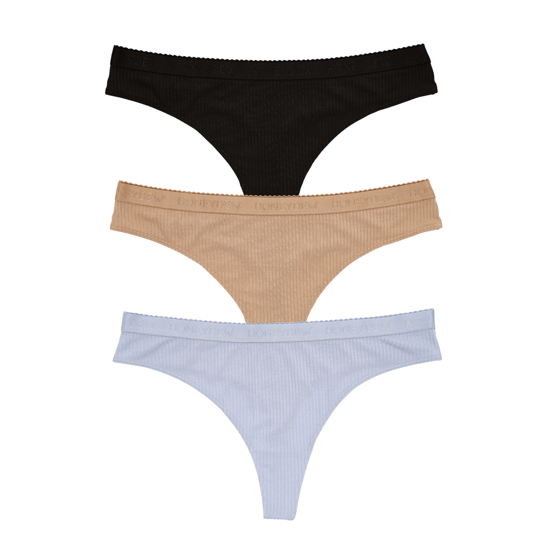 Emma Thong 3-Pack in Basics & Moonbeam - -