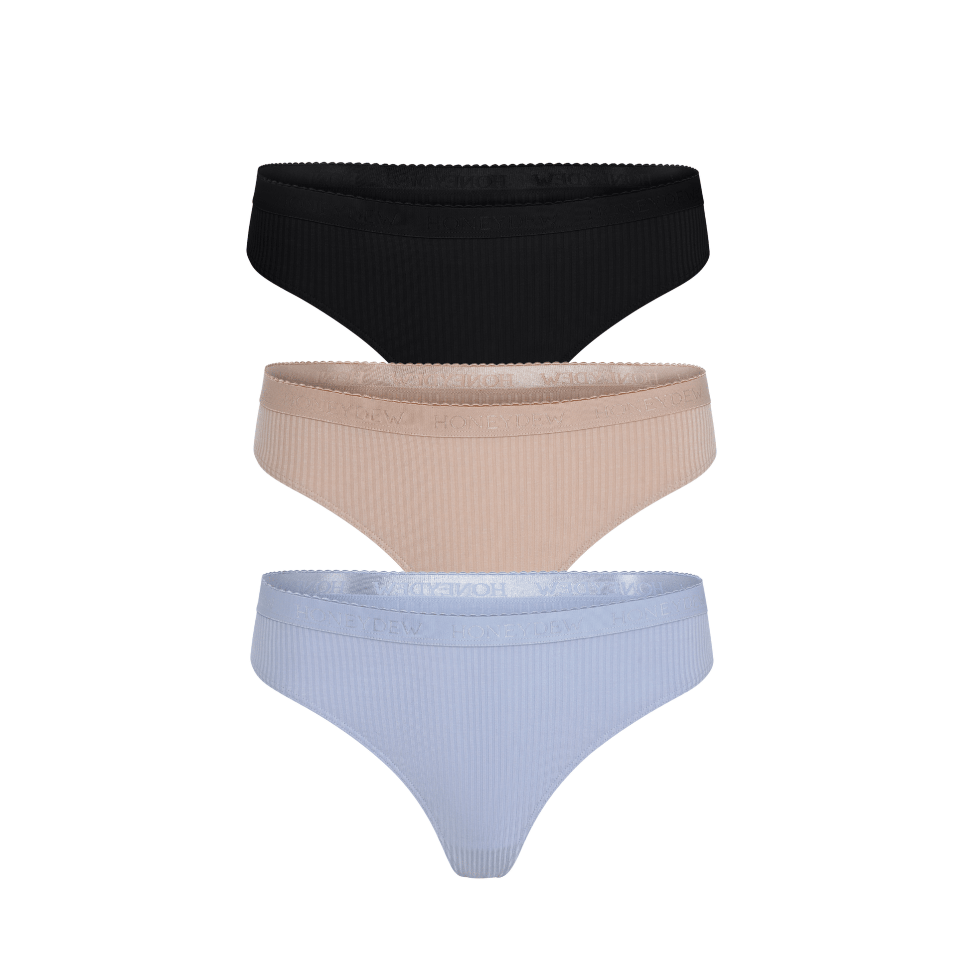 Emma Thong 3-Pack in Basics & Moonbeam - -