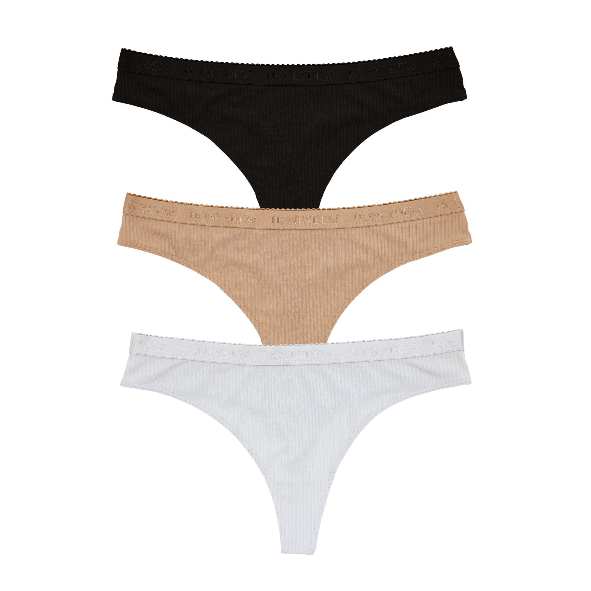 Emma Thong 3-Pack in Basics & White - -