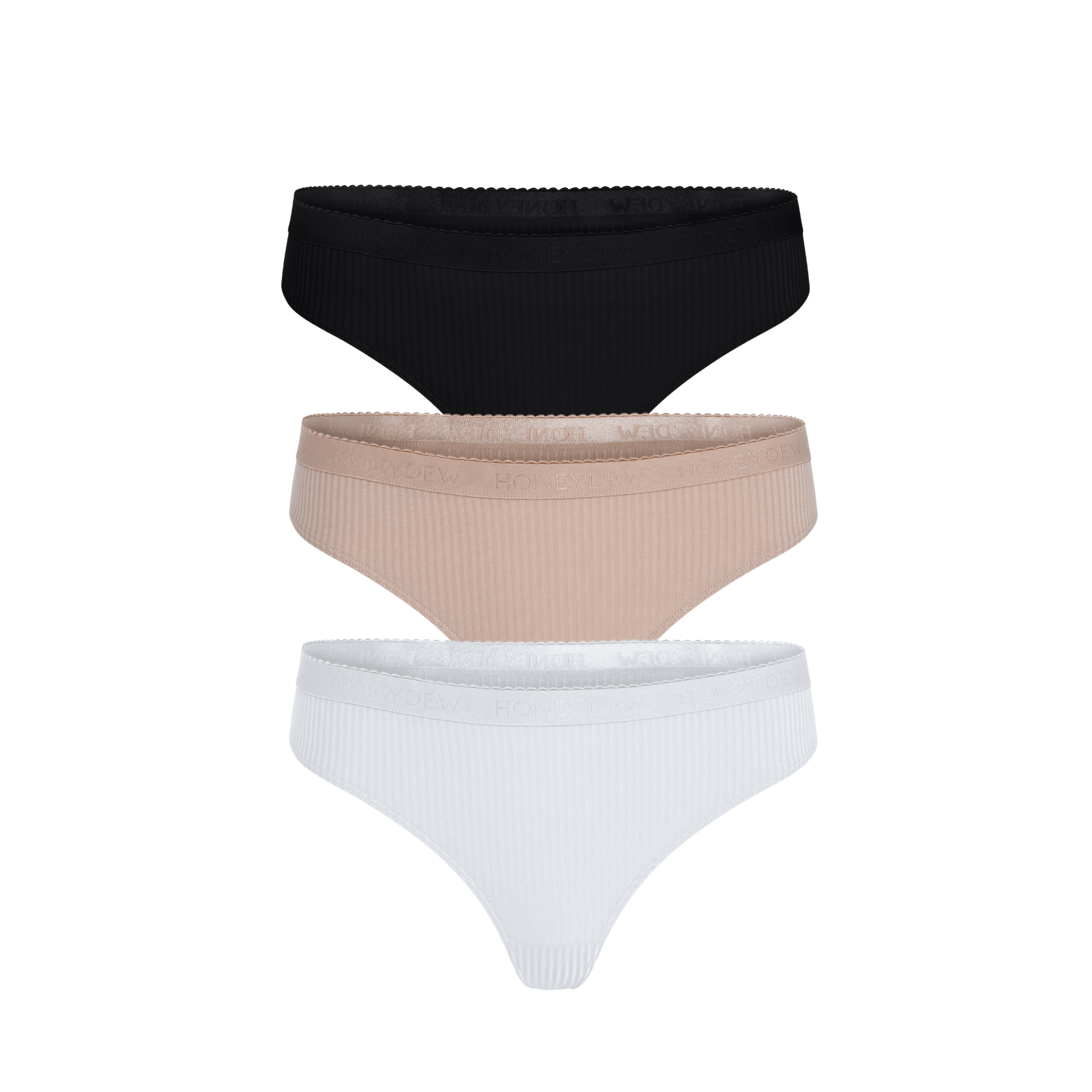 Emma Thong 3-Pack in Basics & White - -