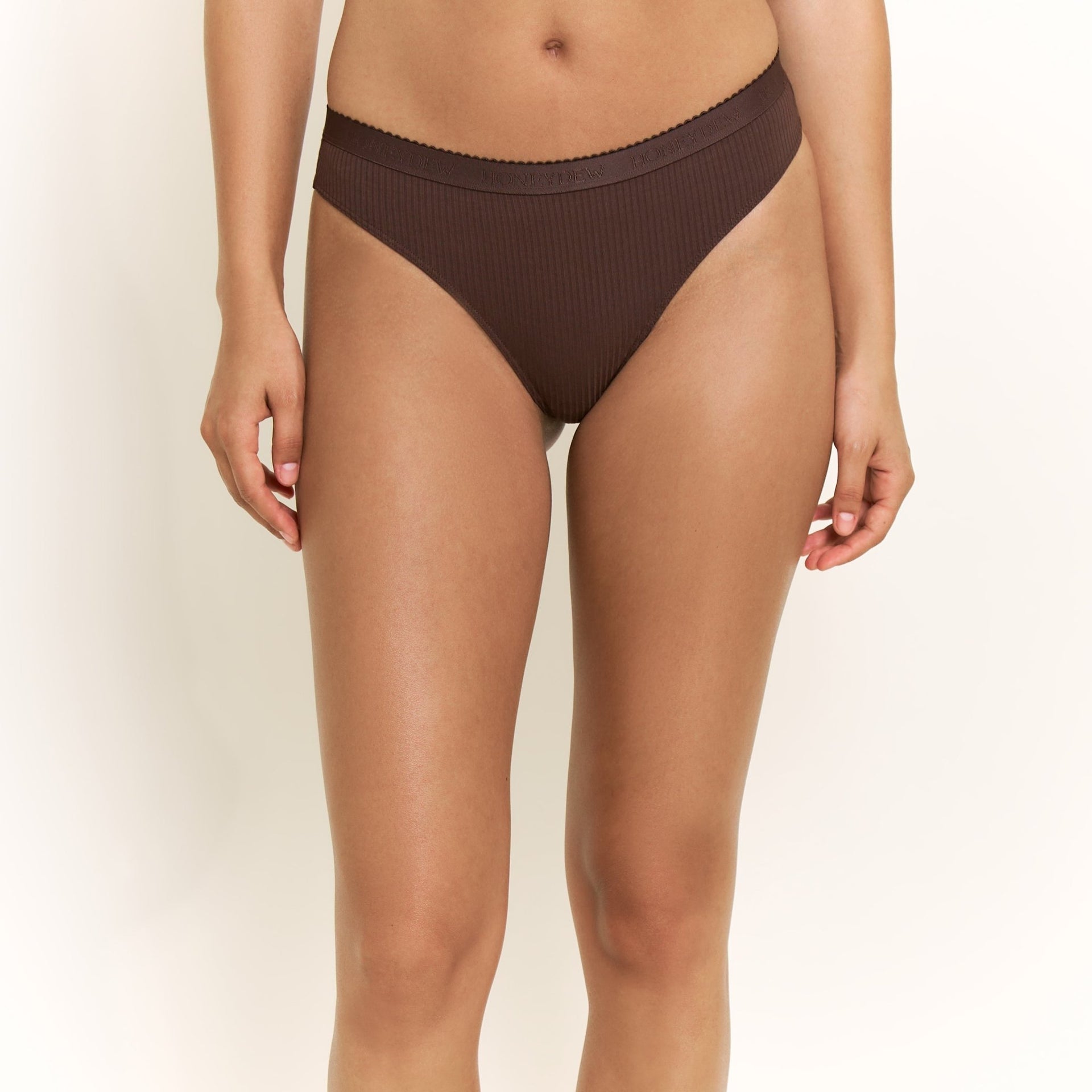 Emma Thong in Chocolate - Honeydew - XS