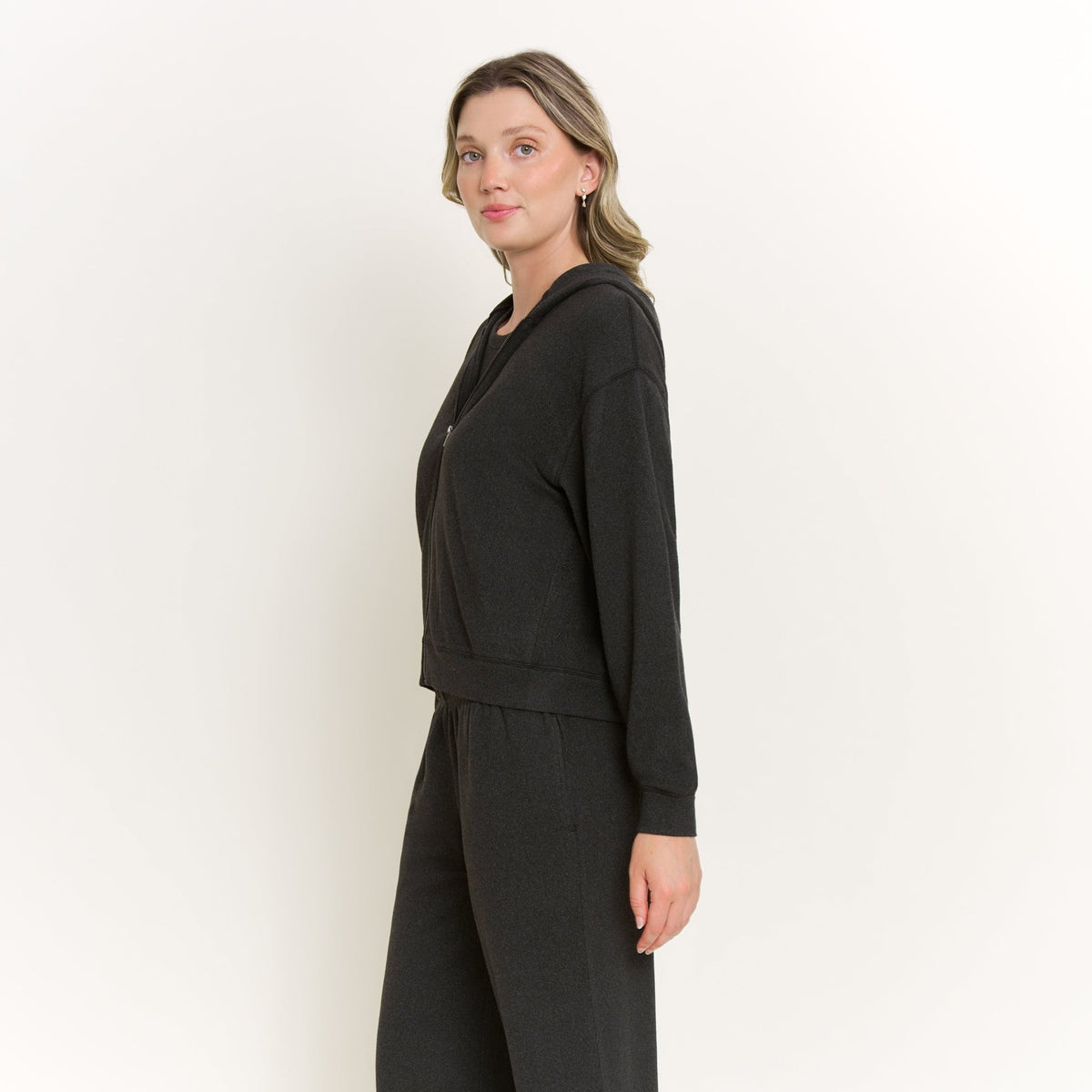 Forever Luxe Zip-Up Hoodie in Charcoal - Honeydew - XS
