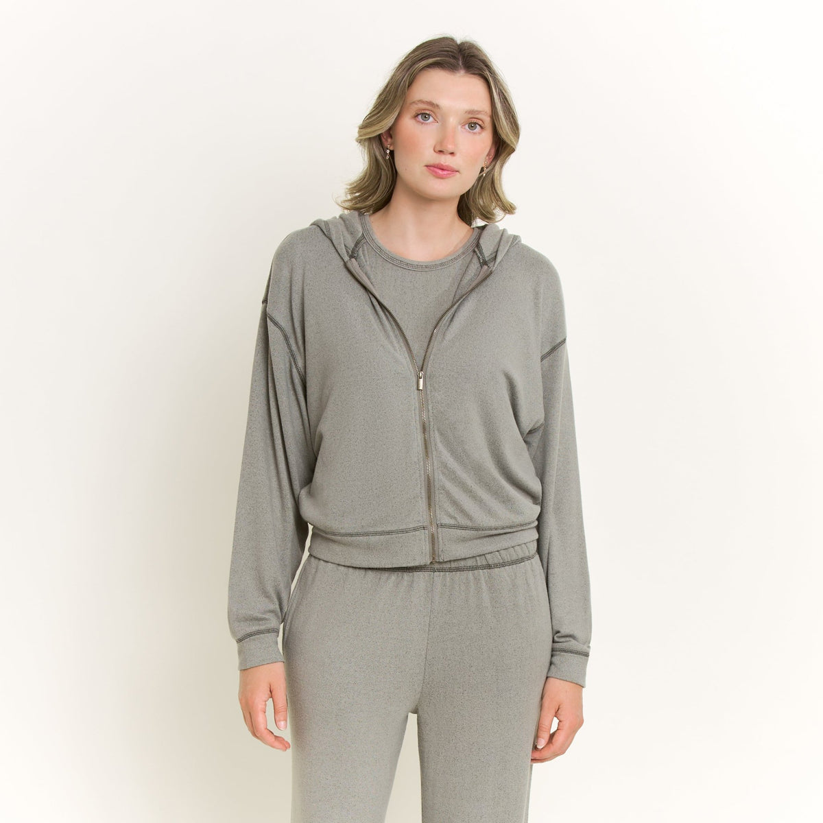Forever Luxe Zip-Up Hoodie in Soft Olive - Honeydew - XS