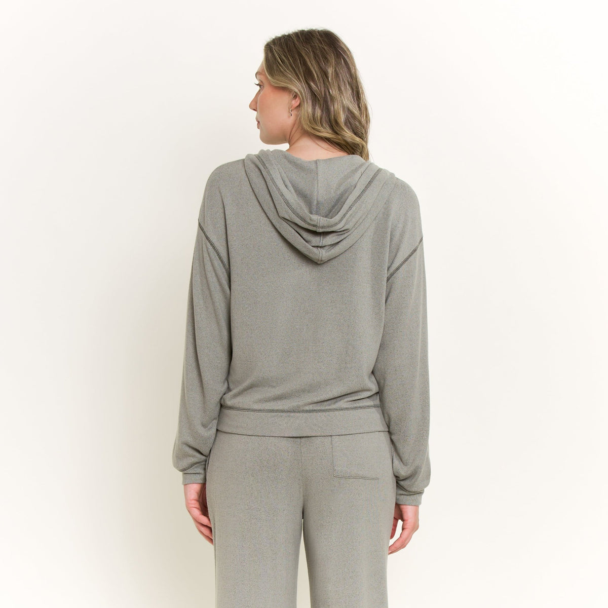 Forever Luxe Zip-Up Hoodie in Soft Olive - Honeydew - XS