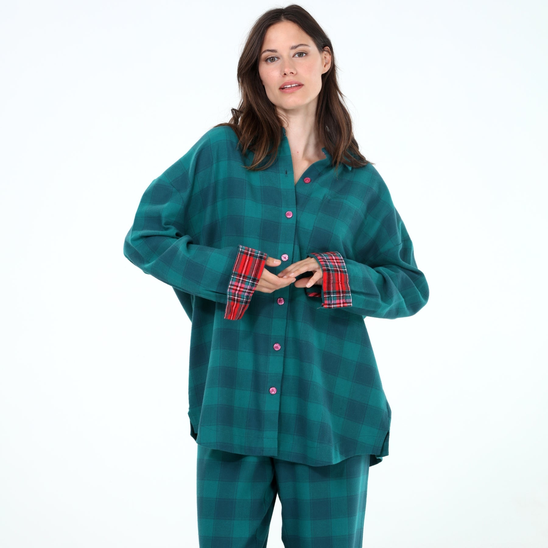 Golden Hour Long PJ Set In Bayberry Plaid - Sleepwear & Loungewear -