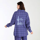 Golden Hour Long PJ Set In Indigo Plaid - -