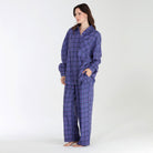 Golden Hour Long PJ Set In Indigo Plaid - -