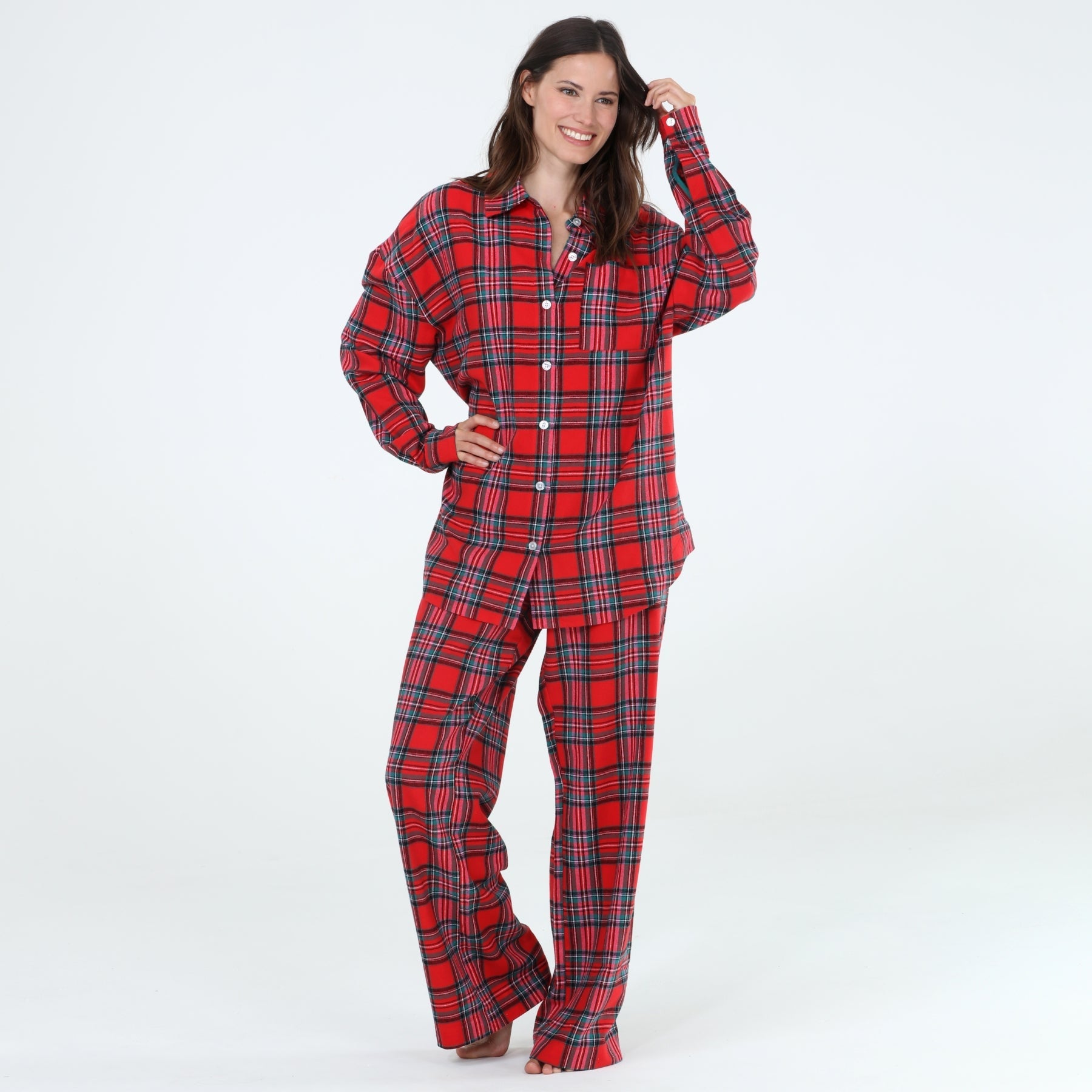 Golden Hour Long PJ Set In Love Song Plaid - Sleepwear & Loungewear - X-Large