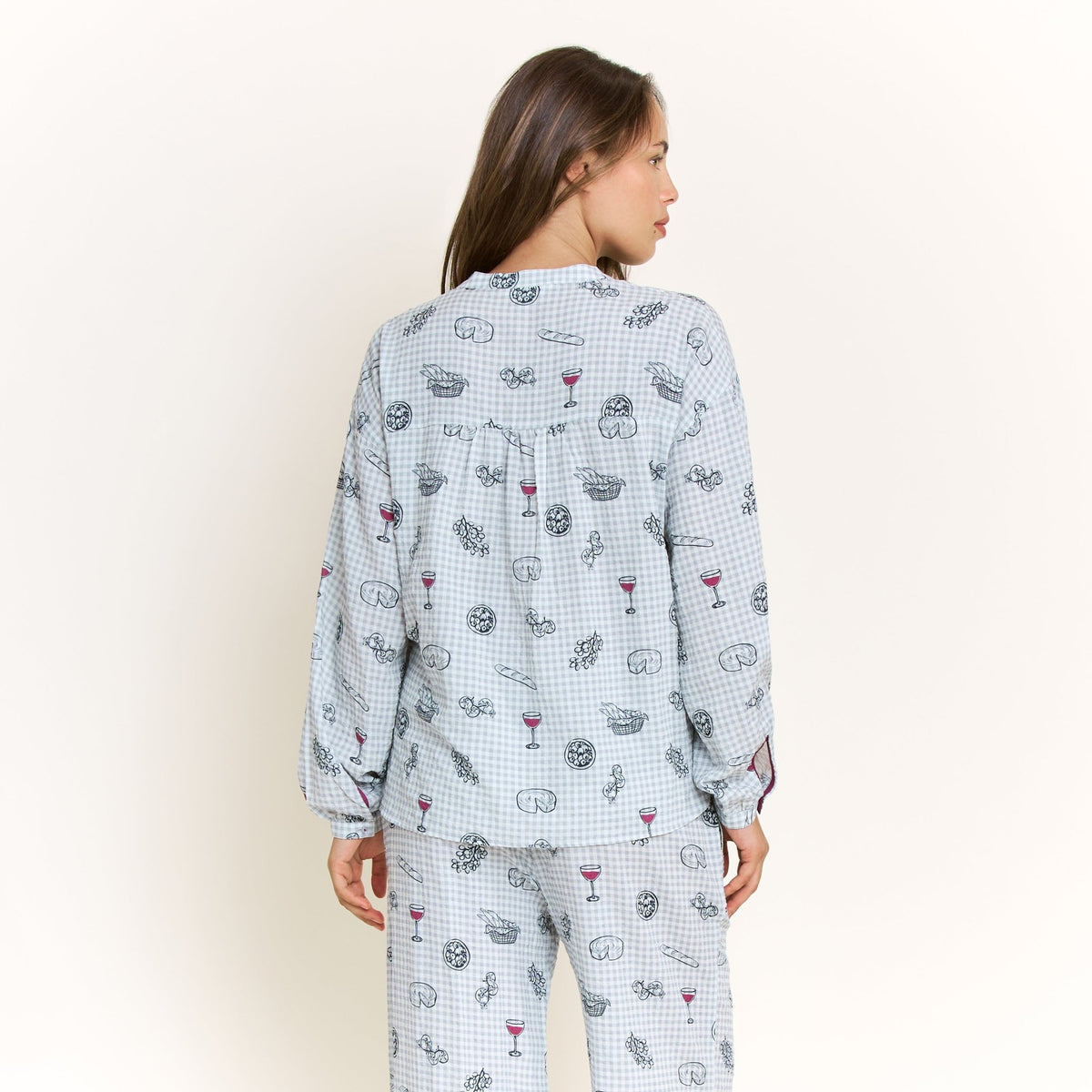 Good Life Long Sleeve Pant Set in Cool Blue Picnic - Sleepwear & Loungewear -