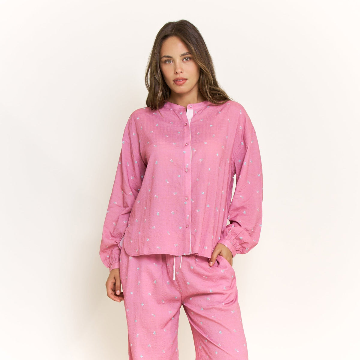 Good Life Long Sleeve Pant Set in Rosy Meadow Ditsy - Sleepwear & Loungewear -