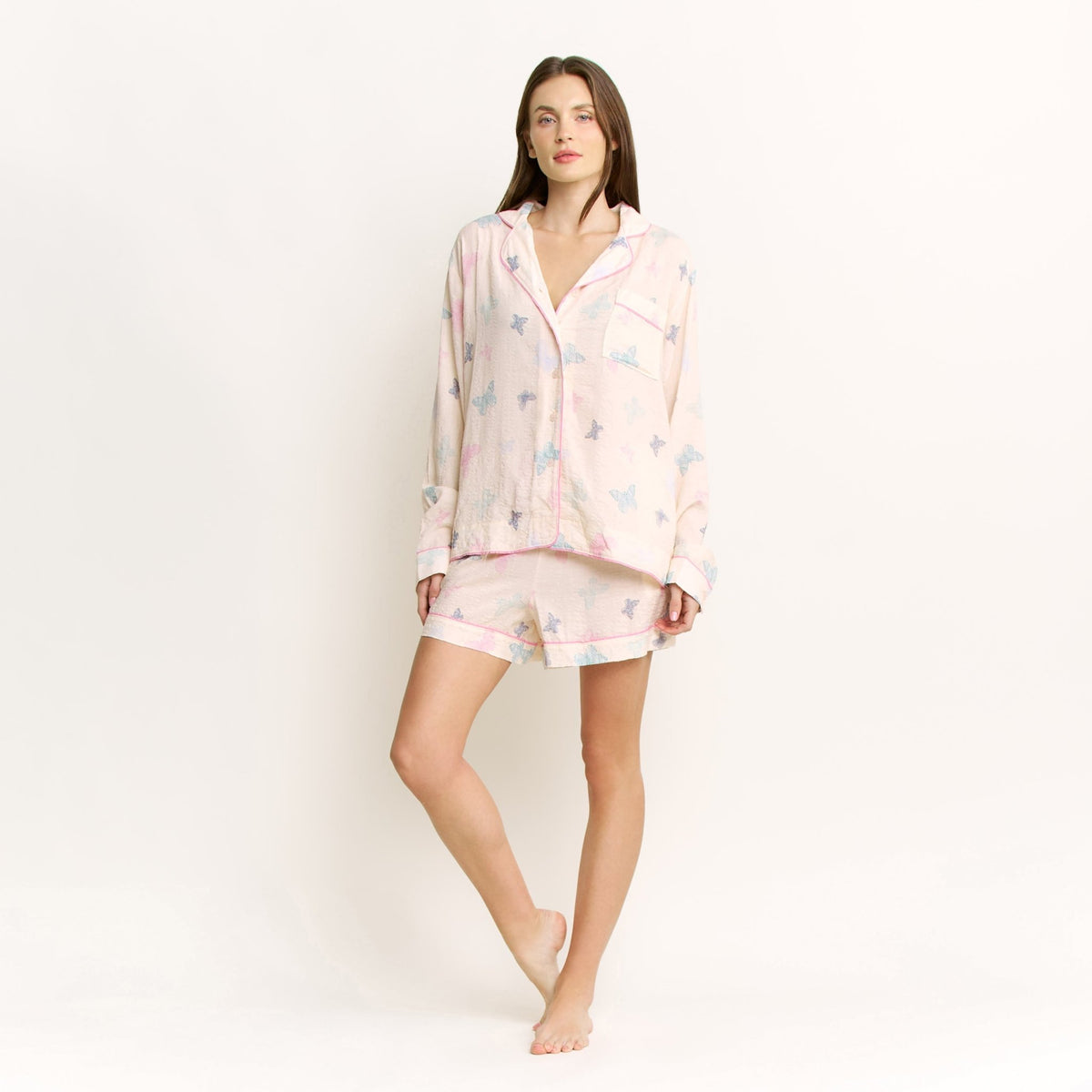 Good Life Long Sleeve Shortie PJ Set in Budding Butterflies - Sleepwear & Loungewear -