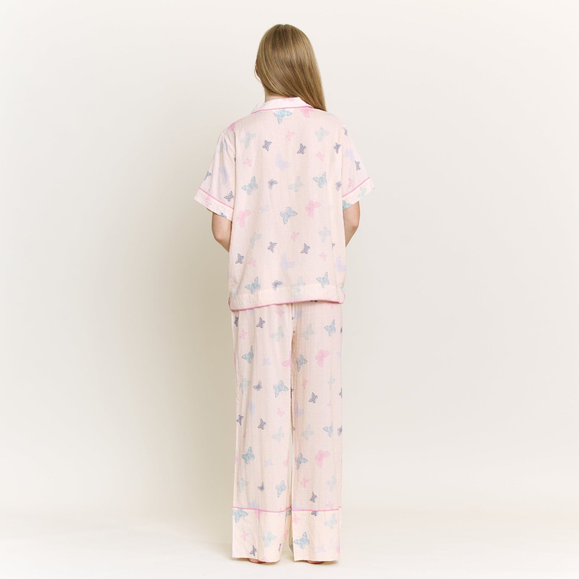 Good Life Short Sleeve PJ Set in Budding Butterflies - Honeydew - XS