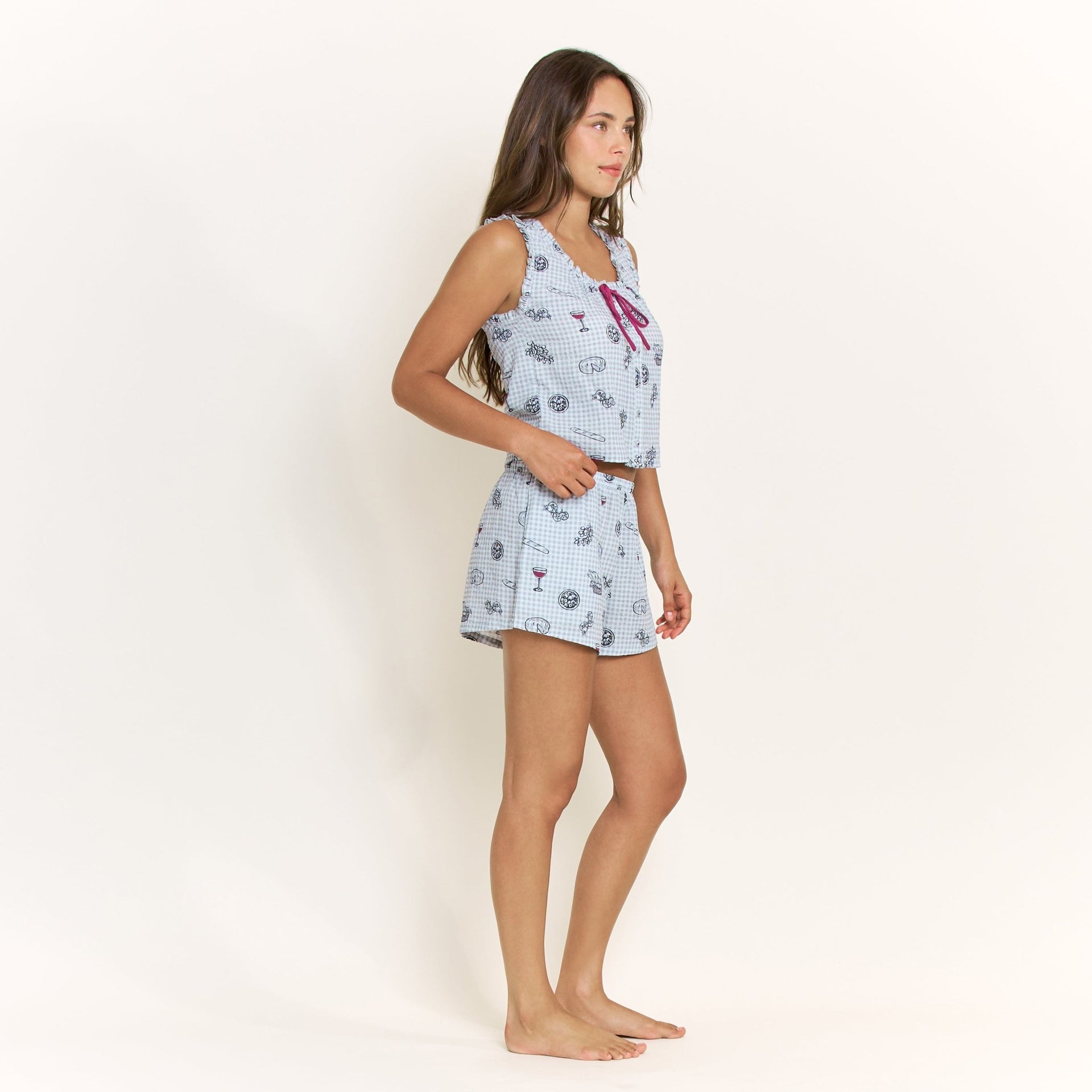 Good Life Tank Shortie Set in Cool Blue Picnic - -