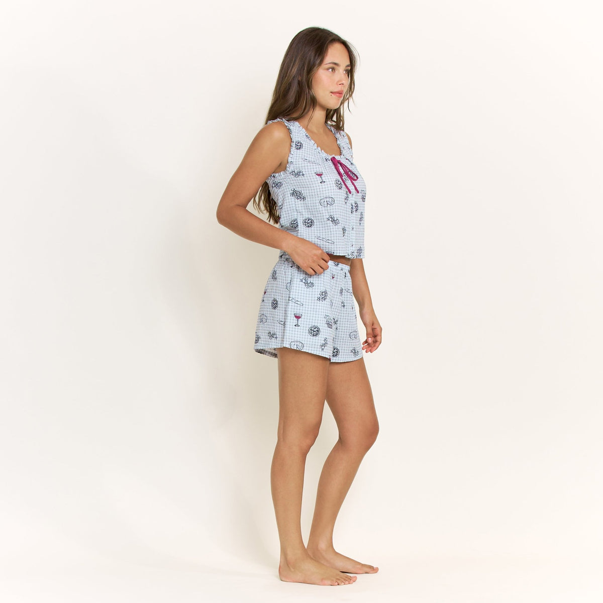 Good Life Tank Shortie Set in Cool Blue Picnic - Sleepwear & Loungewear -