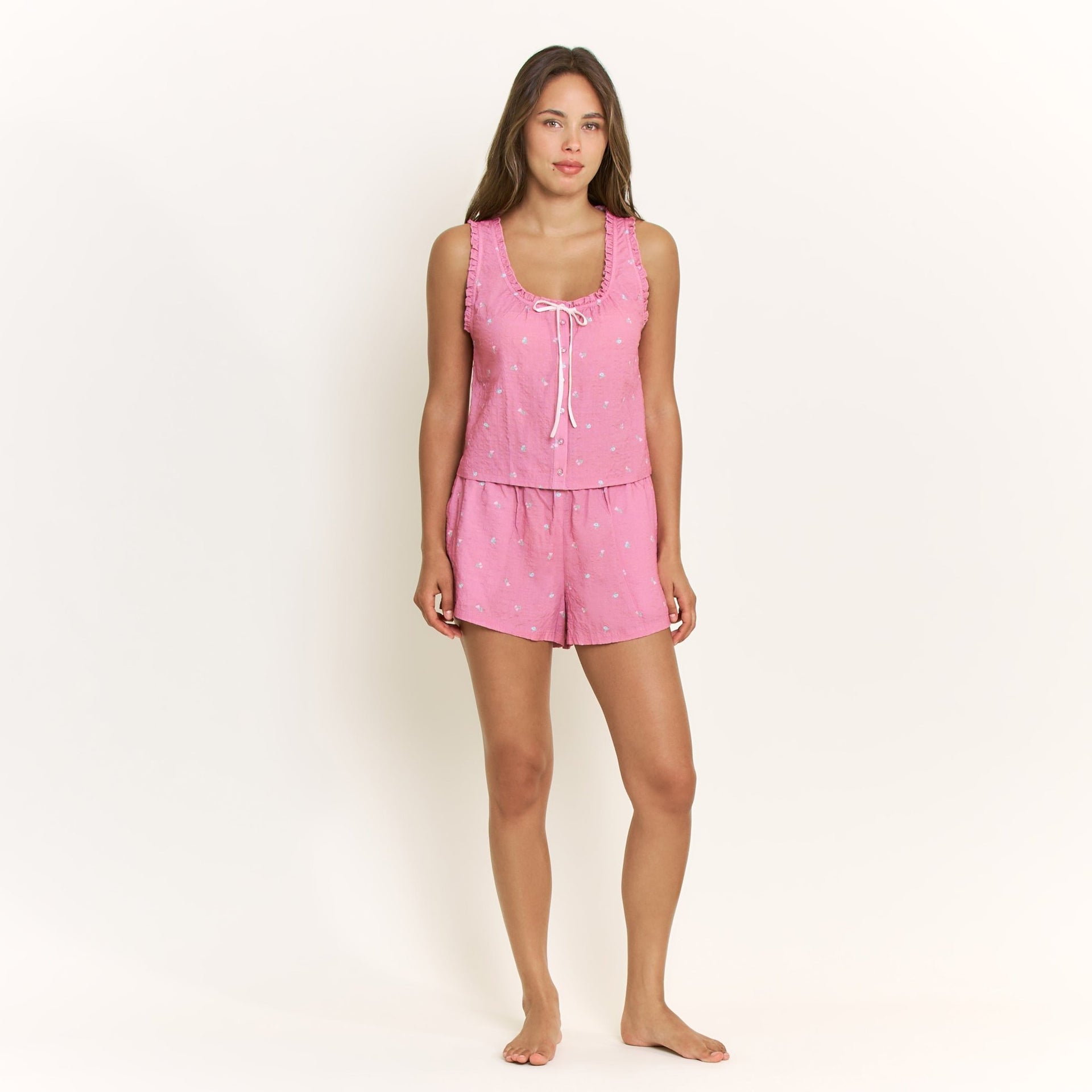 Good Life Tank Shortie Set in Rosy Meadow Ditsy - Honeydew - XS