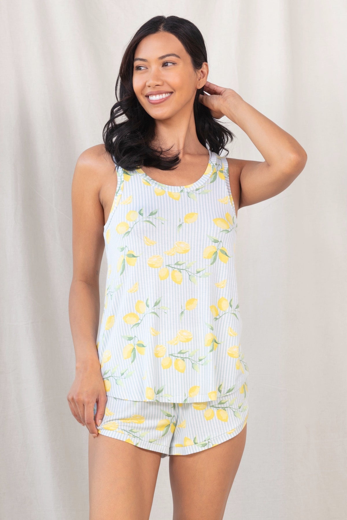 Good Times Tank Shortie Set In Tea Leaf Lemons - Sleepwear & Loungewear - Tea Leaf Lemons